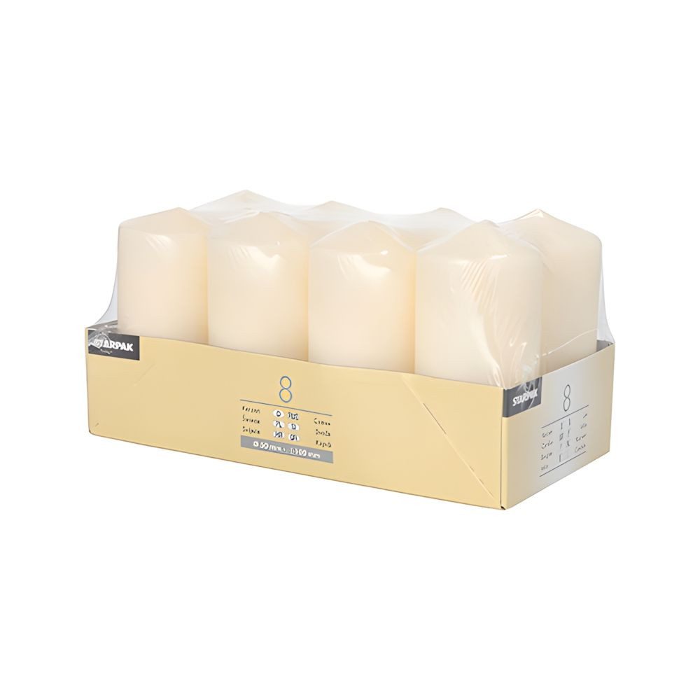 PAPSTAR Stumpenkerze Stumpenkerzen Ø 50 mm, 100 mm creme 8 Stk