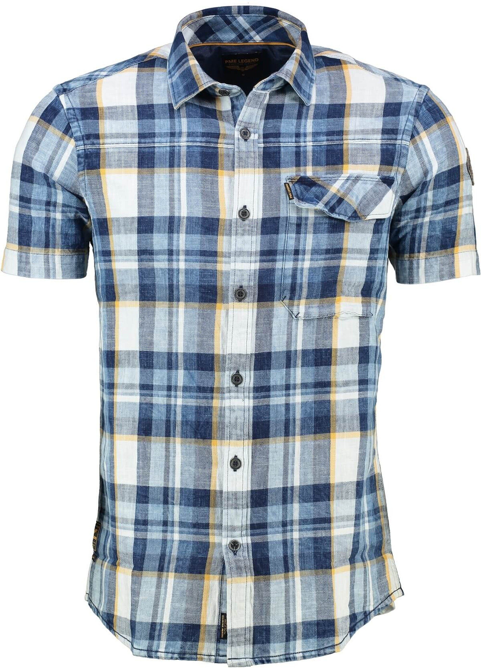 Karohemd PME LEGEND Short Sleeve Shirt CTN Blau kariert Kurzarm