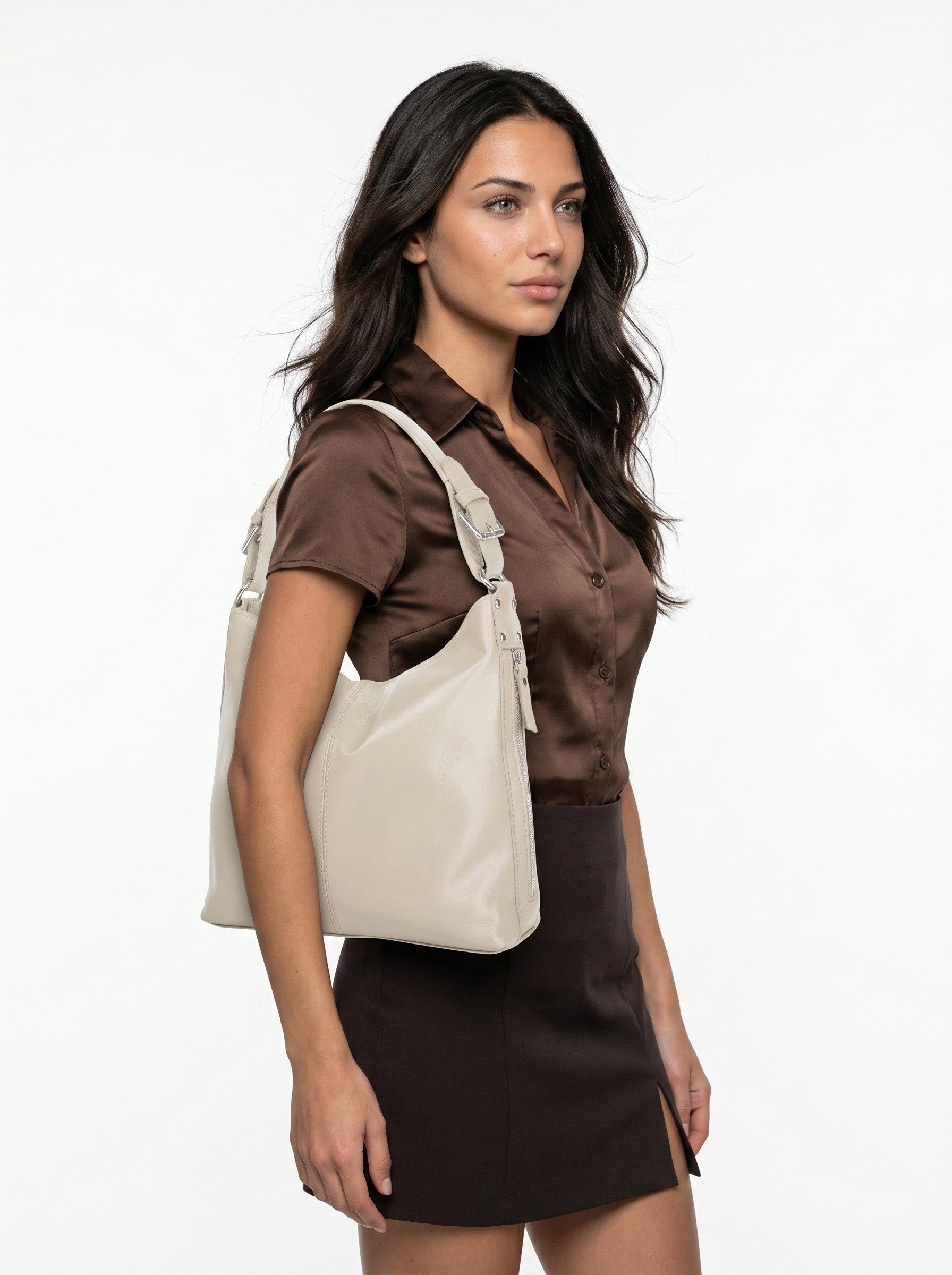 Samantha Look Henkeltasche, echt Leder, Made in Italy