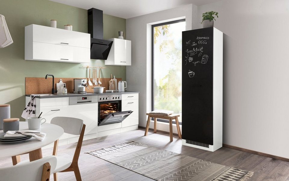 HELD MÖBEL Küchenzeile Trier, mit E-Geräten, Breite 270 cm, Vorratschrank  mit schwarzer Tafelfront zum Beschreiben mit Kreide