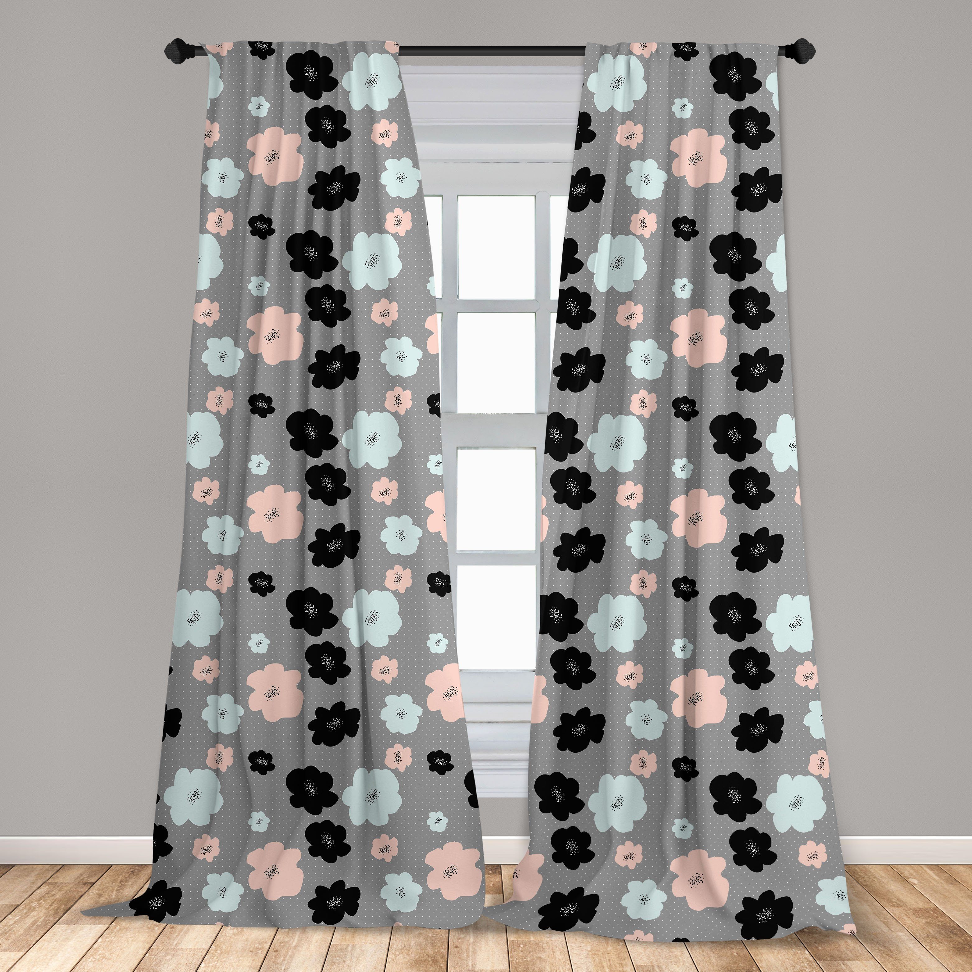 Gardine Vorhang Blumen für Dekor, Päonienblüten Schlafzimmer Microfaser, Abstrakte Wohnzimmer Abakuhaus, Kunst
