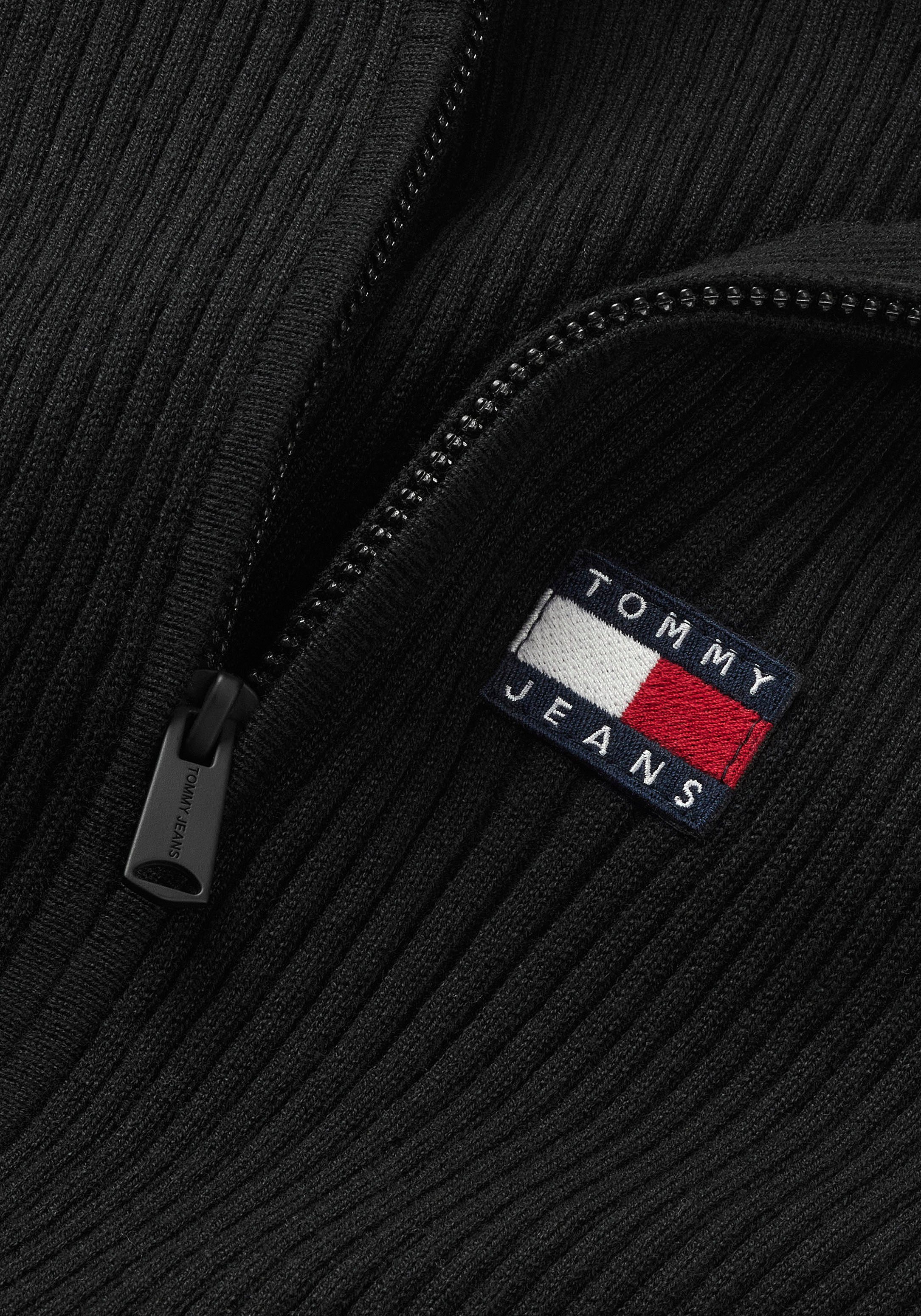 BADGE ZIP Strickjacke Tommy CARDIGAN Jeans Logopatch TJW mit THRU