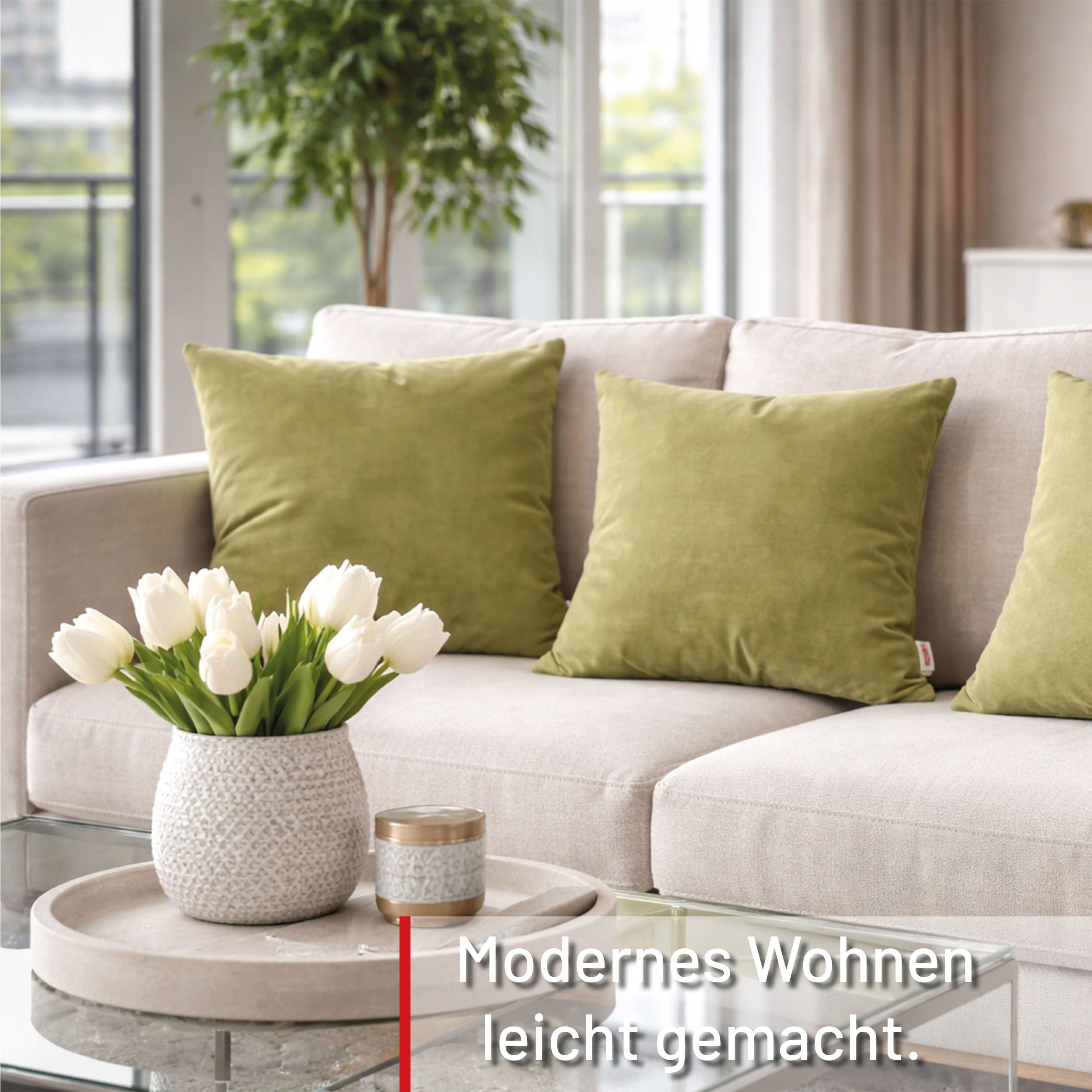 Deco-Raum Dekokissen Kissen für Couch und Sofa mit Füllung mit Reißverschluss, Sofakissen