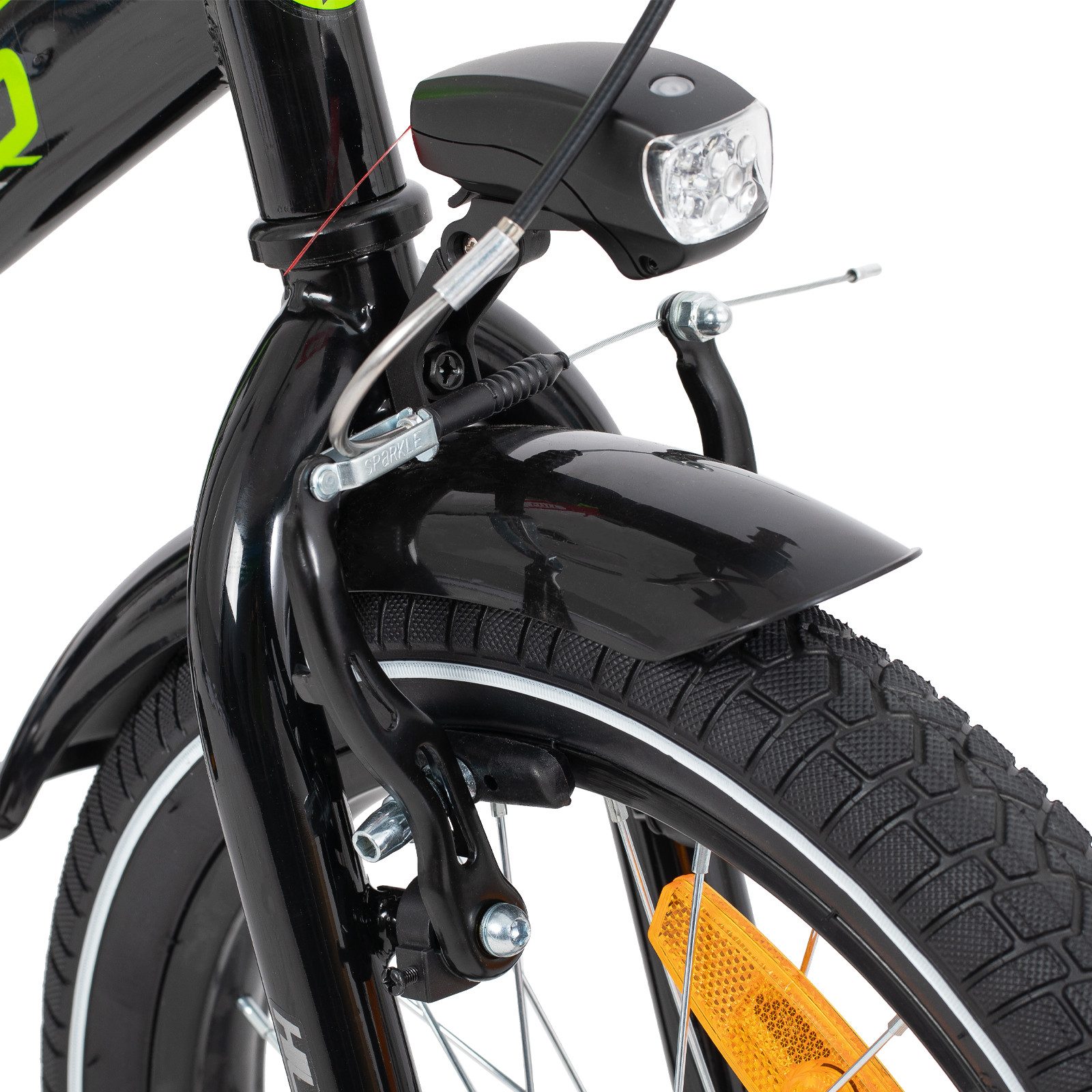 HILAND Sentry 16/18 inch children's bicycle for boys and children from 4, 5, 6 years old, 1 speed, with rear seat/luggage rack, training wheels, and handbrake