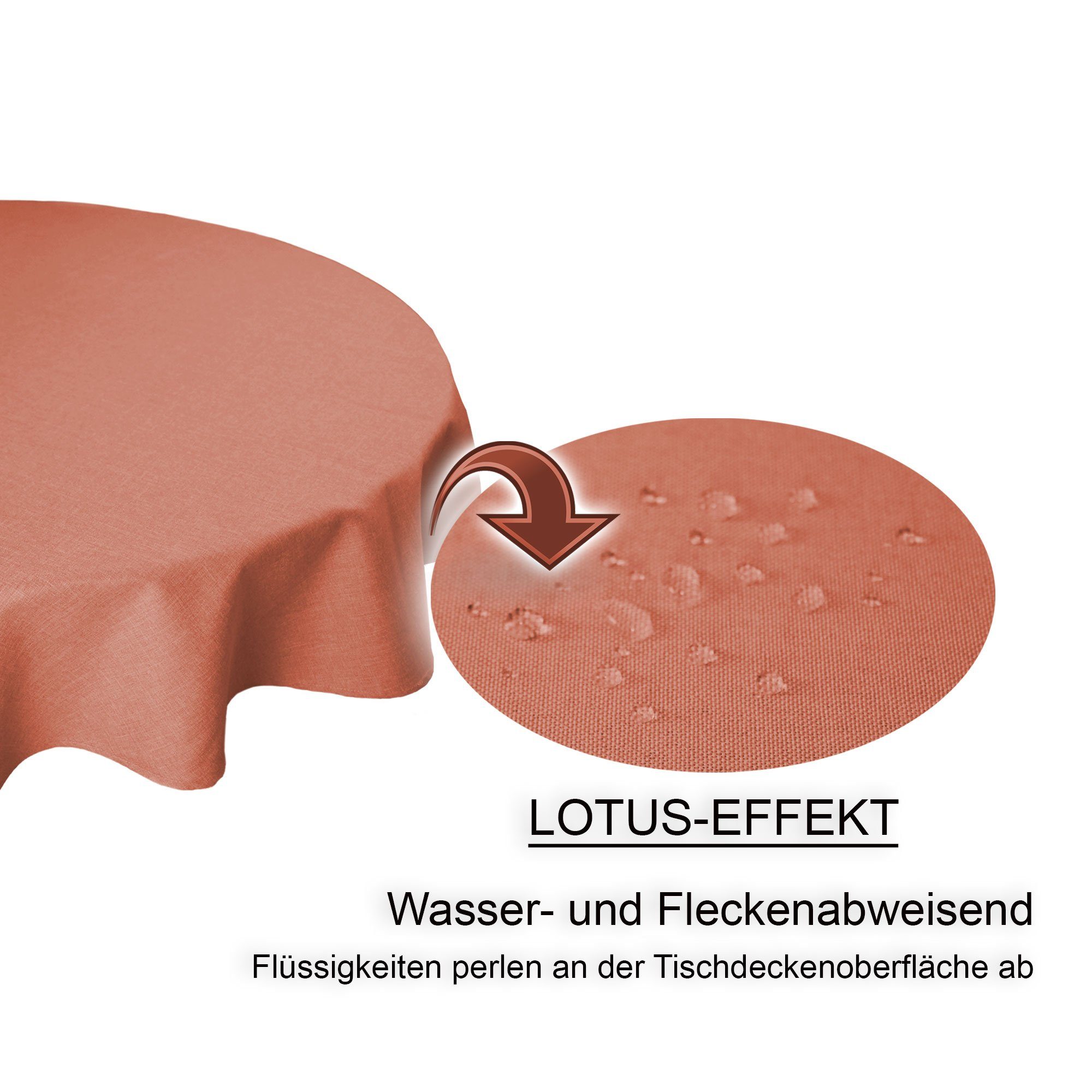 Haus und Deko Tischdecke Tischdecke rund Leinenoptik Lotuseffekt Tischwäsche Wasserabweisend (1-tlg) – Bild 3 von 5