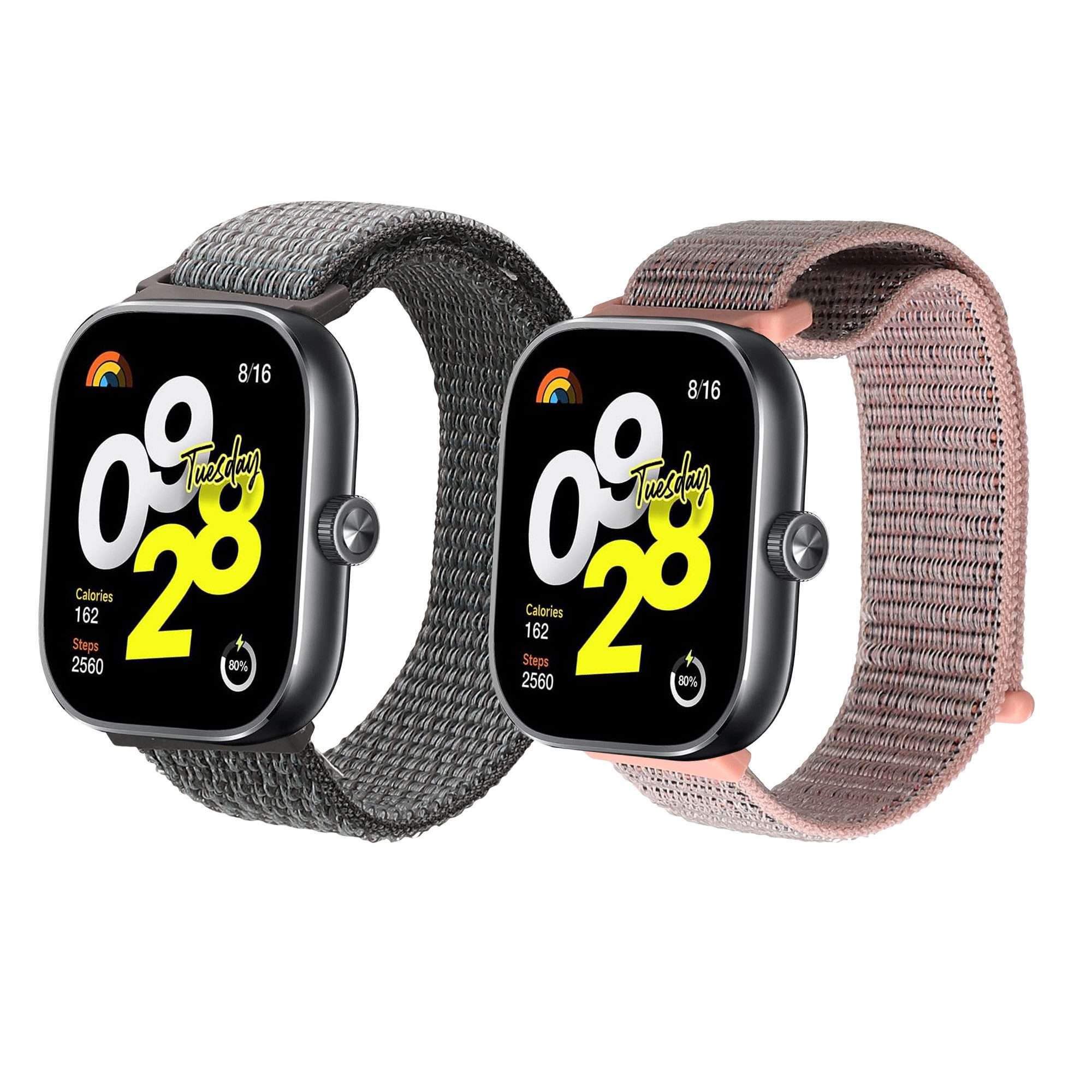 kwmobile 2x Uhrenarmband für Xiaomi Redmi Watch 4 / Band 8 Pro Armband Smartwatch, 2-tlg., Fitnesstracker Band Set aus Nylon - Ersatzarmband Smartwatch