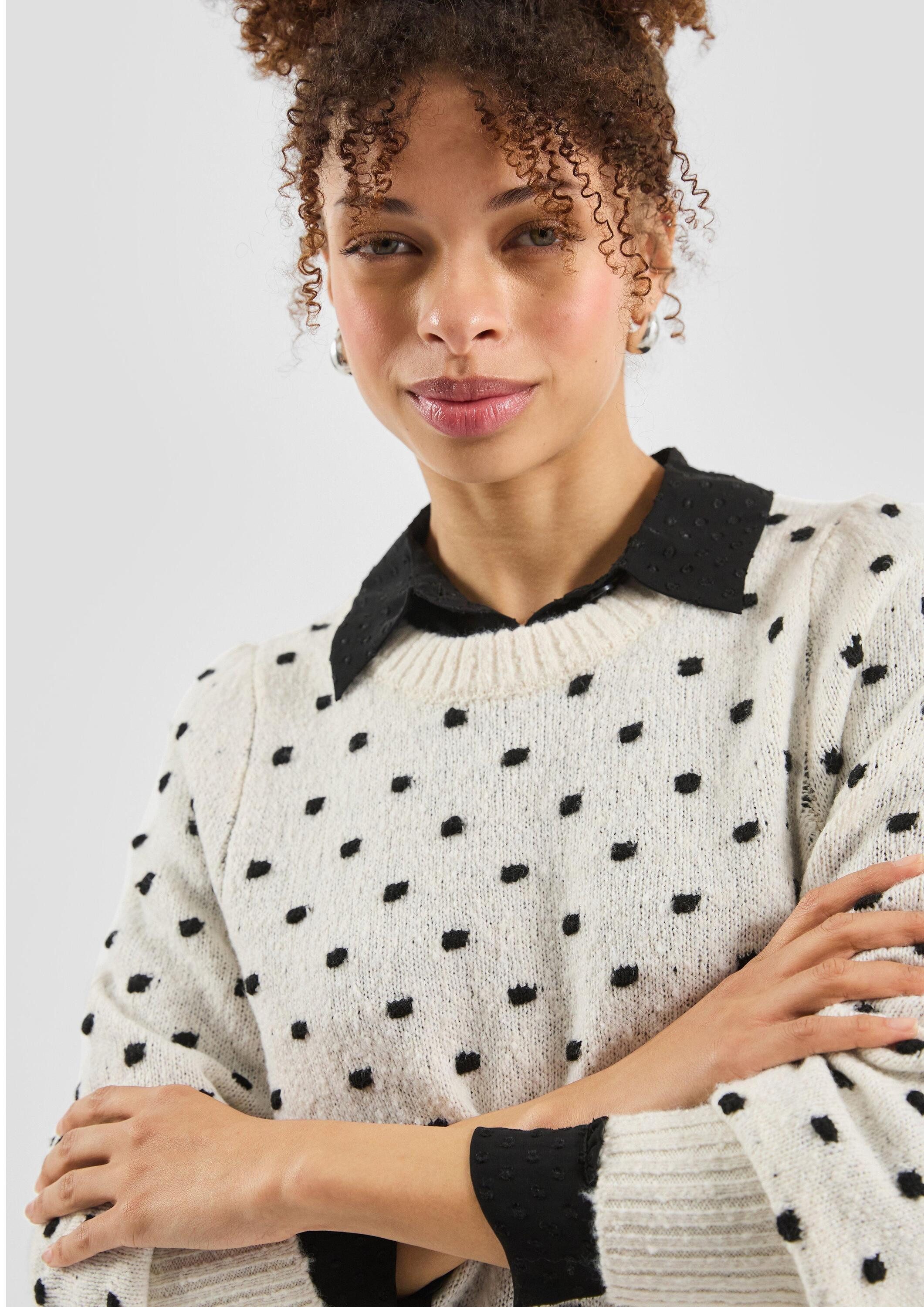QS Longpullover Strickpullover Pullover mit Punkten