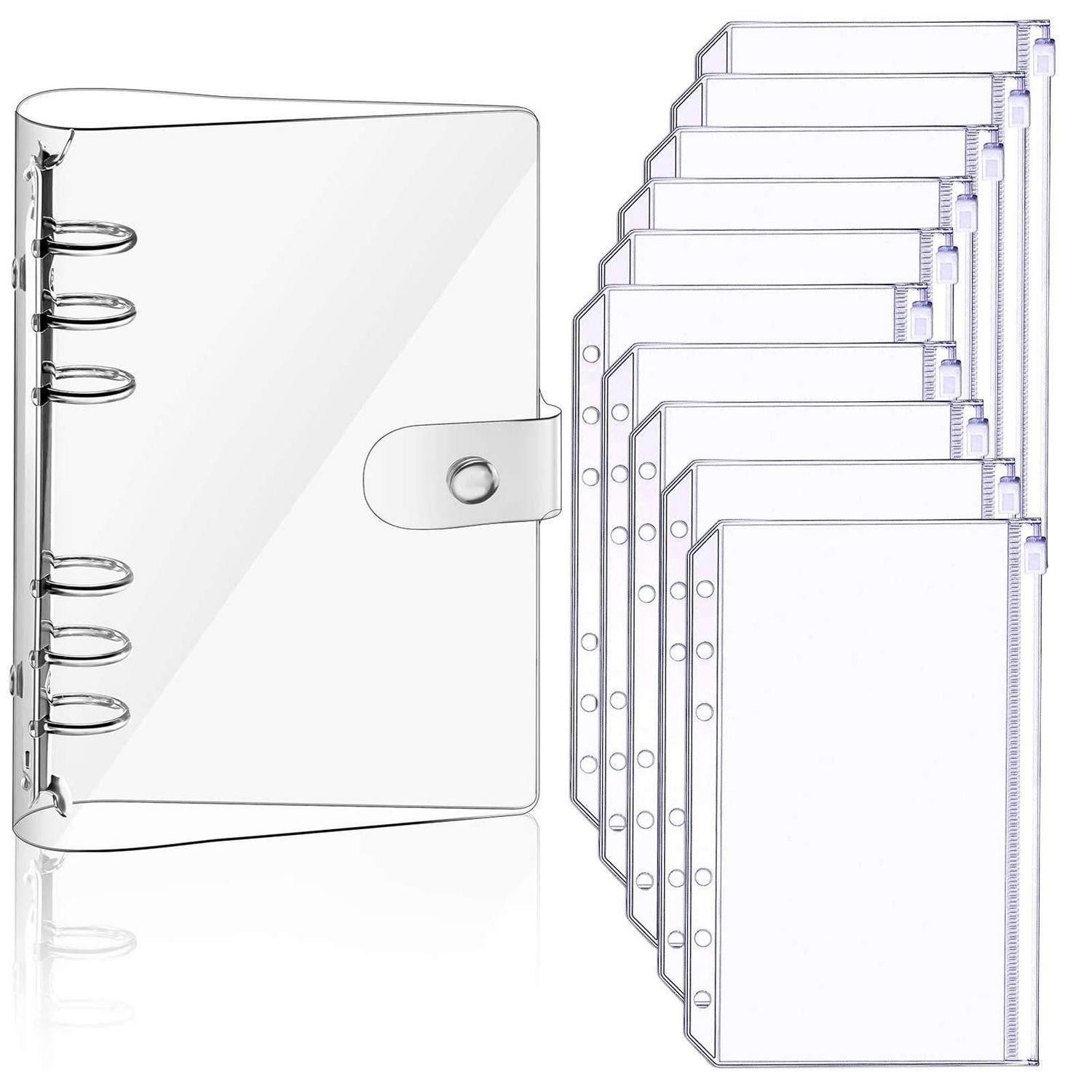 LuxusKollektion Notizbuch A6 Binder Notizbuch mit 10 Taschen Transparent