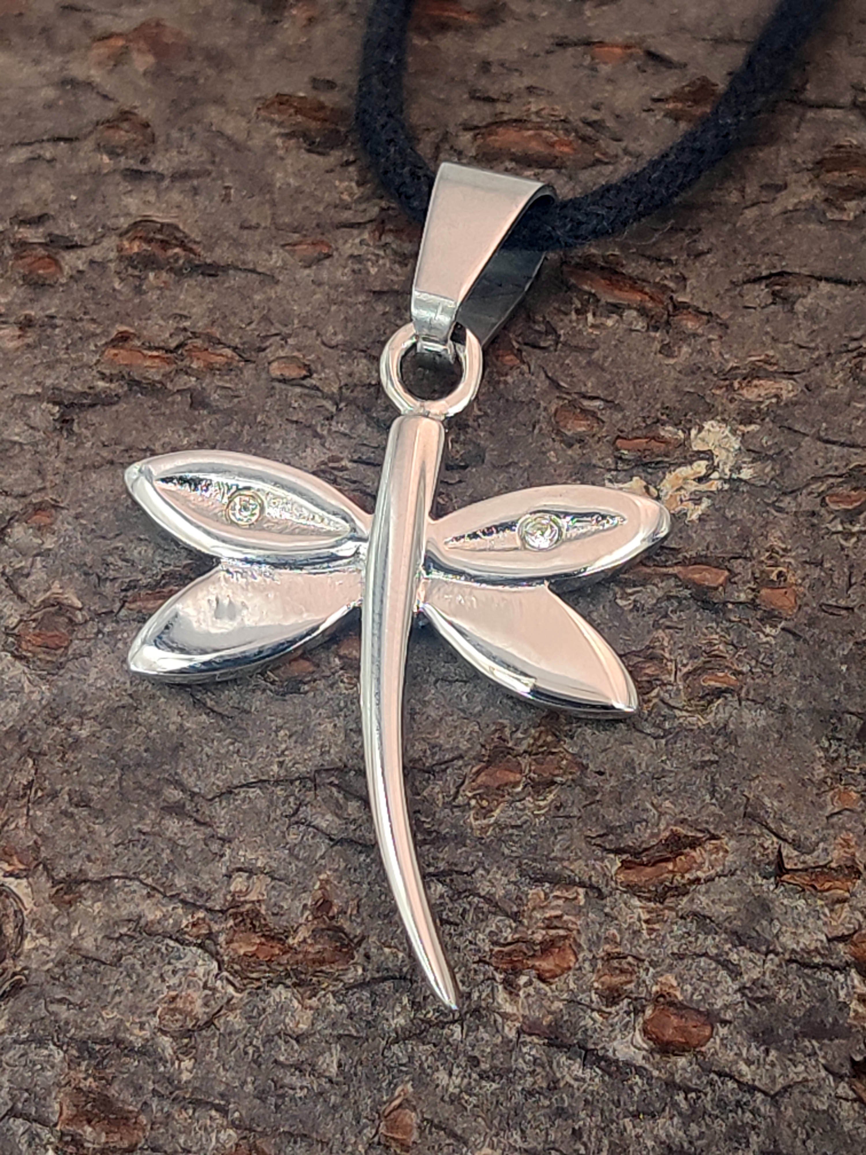 Kiss of Leather Kettenanhänger Libellen Anhänger aus Edelstahl mit weißen G günstig online kaufen