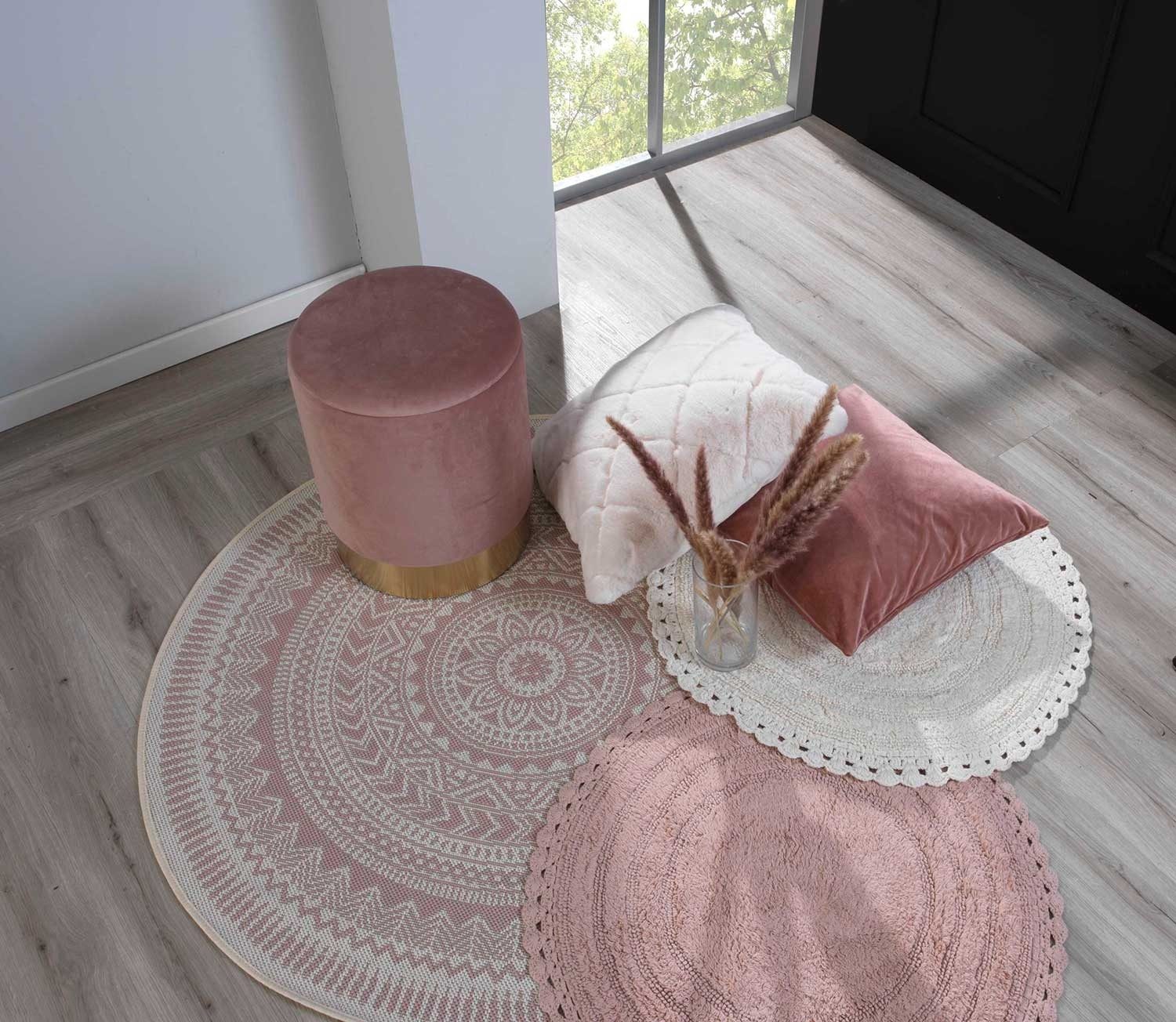 Balta Rugs Outdoorteppich ESSENZA CIRCLE, Polypropylen, Rosa, Ø 120 cm, rund