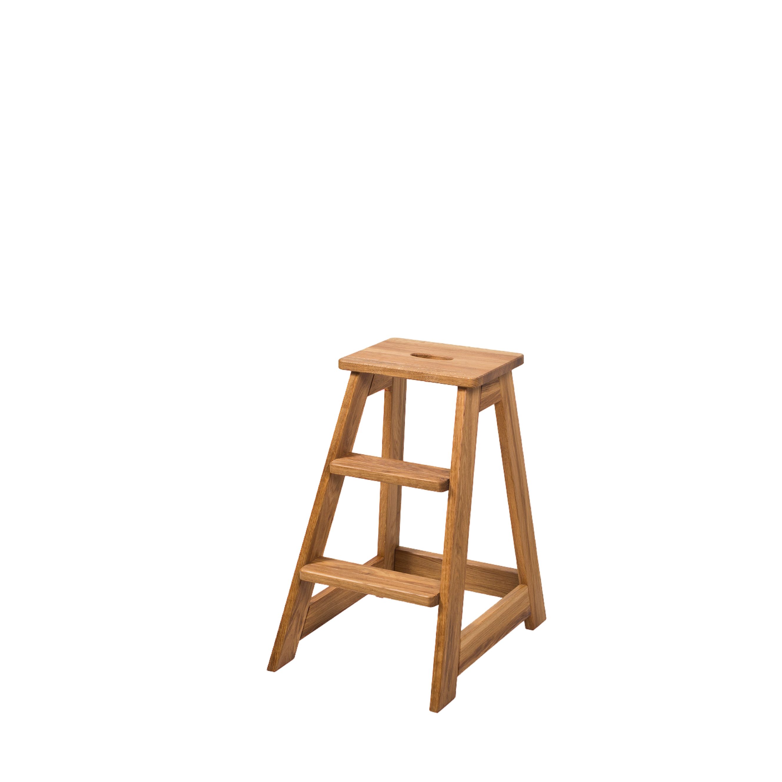 Woodek Design Trittleiter aus Eiche mit 3 Stufen, T 50, B 40, H 61 cm (handgefertigt, 1-St., Naturöl-Finish), vielseitig als Leiter oder Sitzbank