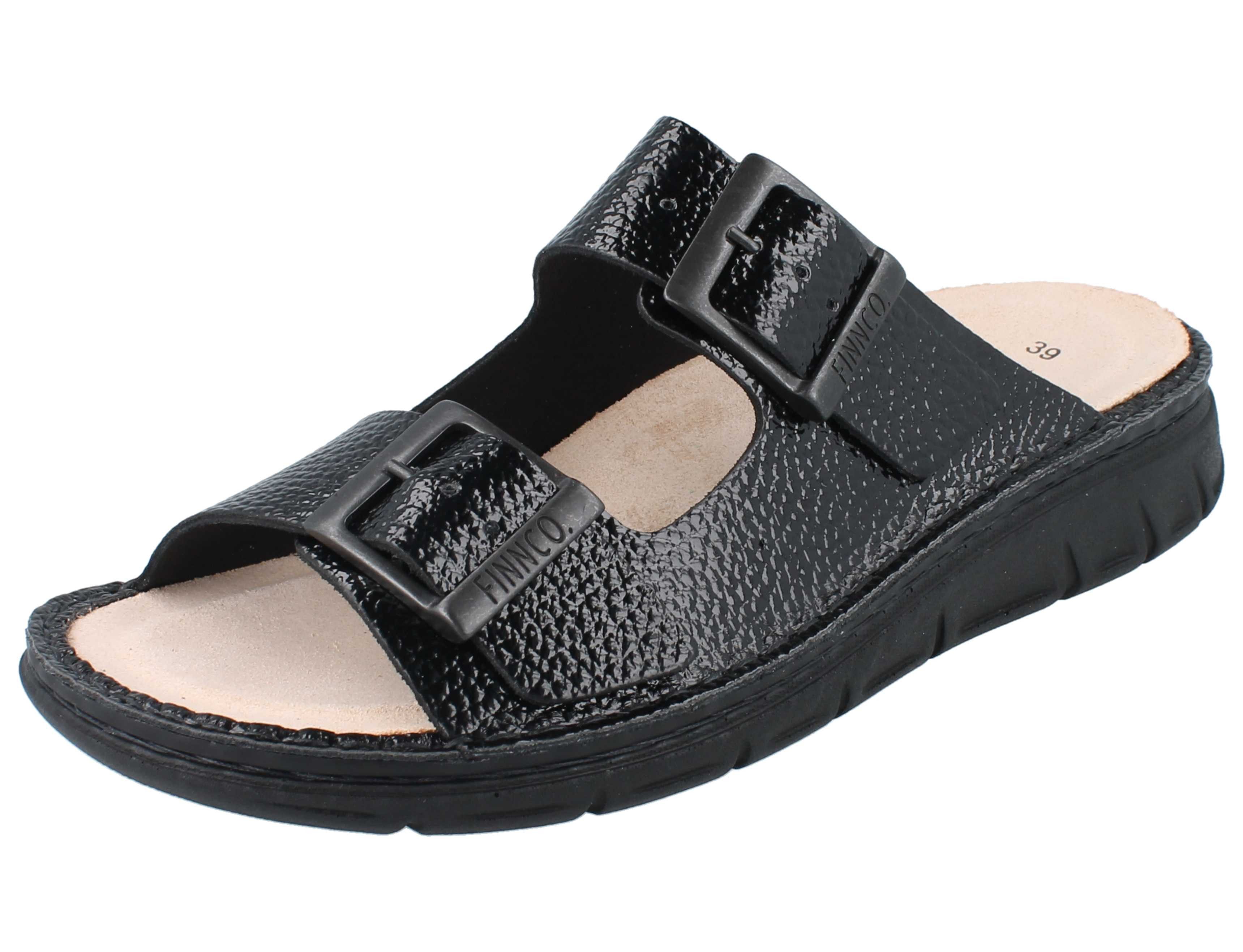 Finn Comfort FINN COMFORT FINNCO Cayman Soft Damen Pantolette schwarz Lackleder - Pantolette Wechselfußbett