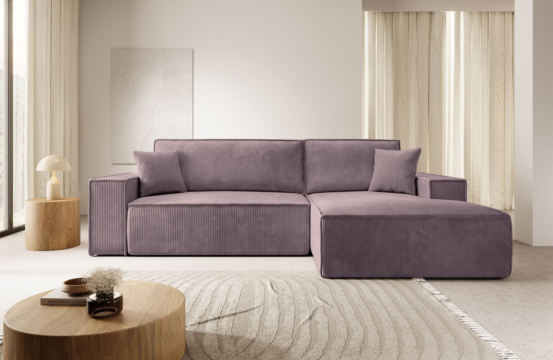 Selsey Ecksofa FARESE NEW, mit Schlaffunktion, Bettkasten und tierfreundlichem Cordbezug, 267 cm