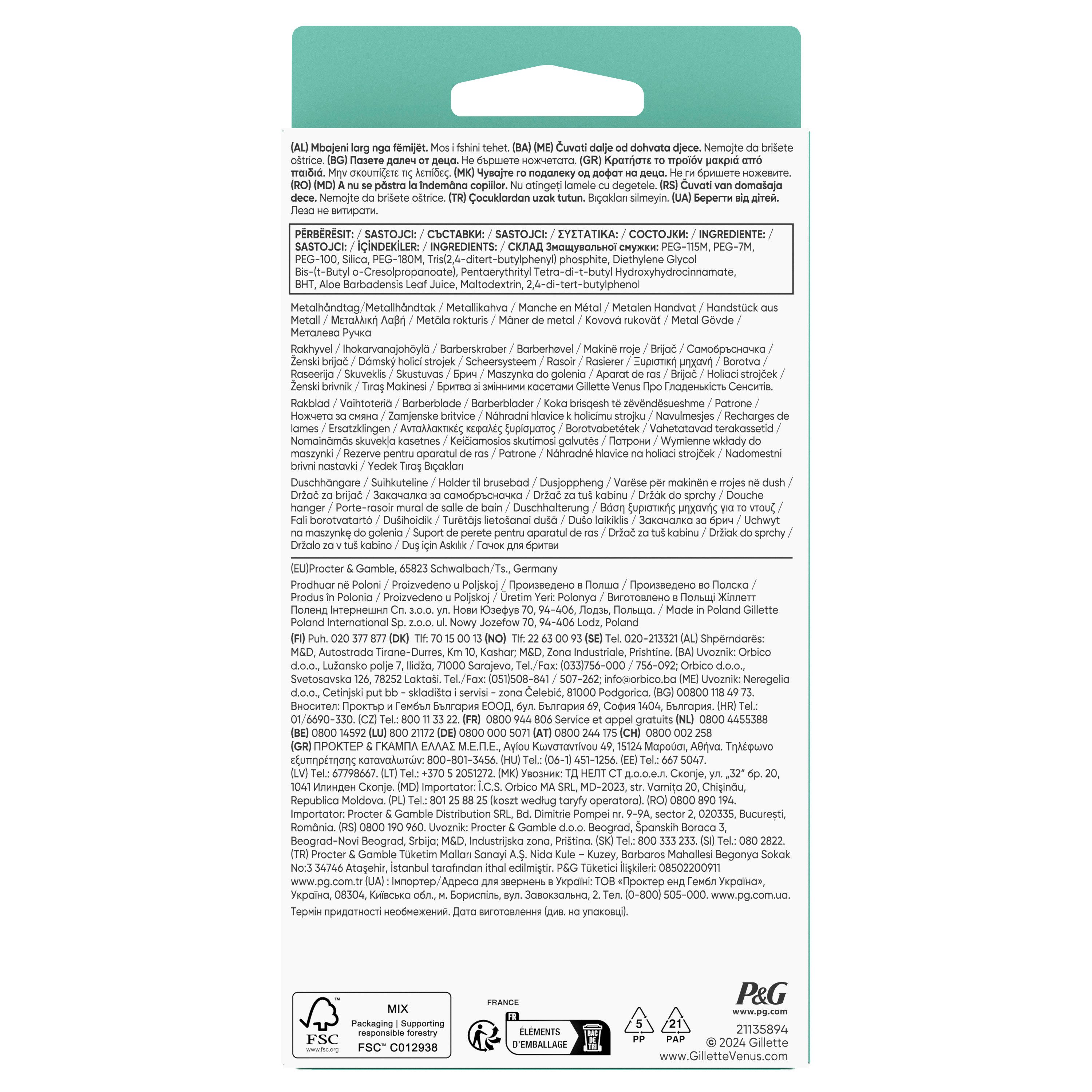 Gillette Venus Nassrasierer Smooth Sensitive + 3 Ersatzklingen + Duschhalterung - Roségold