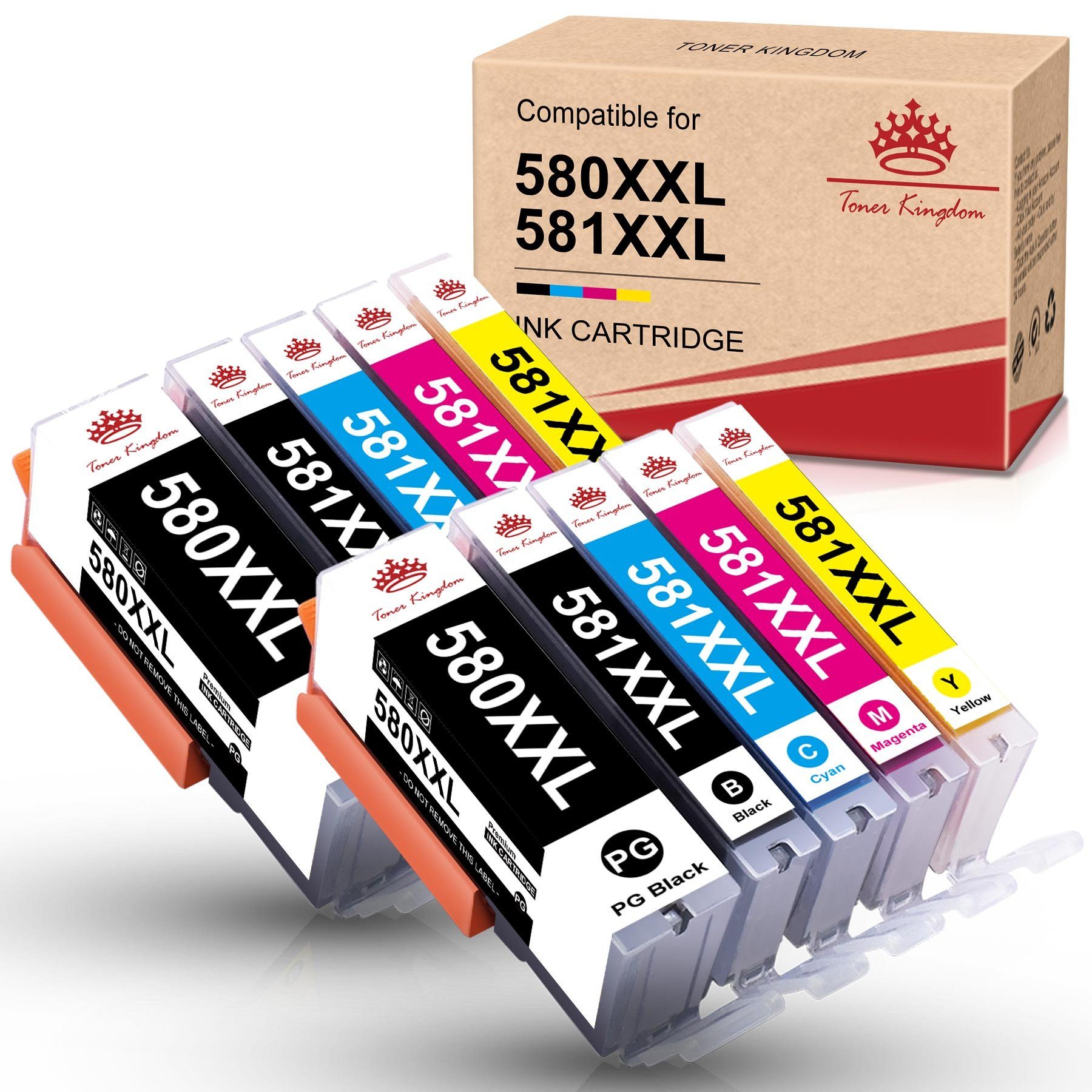 Toner Kingdom 10pk für Canon pgi-580xl cli-581 xl Tintenpatrone (Mit Chip XXL, TR8550 TS6150 TS6250 TS8250 TS8150 TR7550)