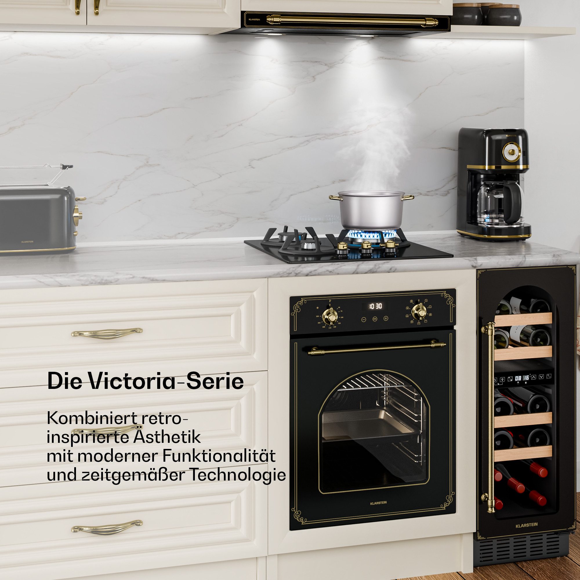 Klarstein Gas-Kochfeld Victoria, 3 Aluminium-Brenner Erdgas- und LPG-kompatibel 6050W 45 cm