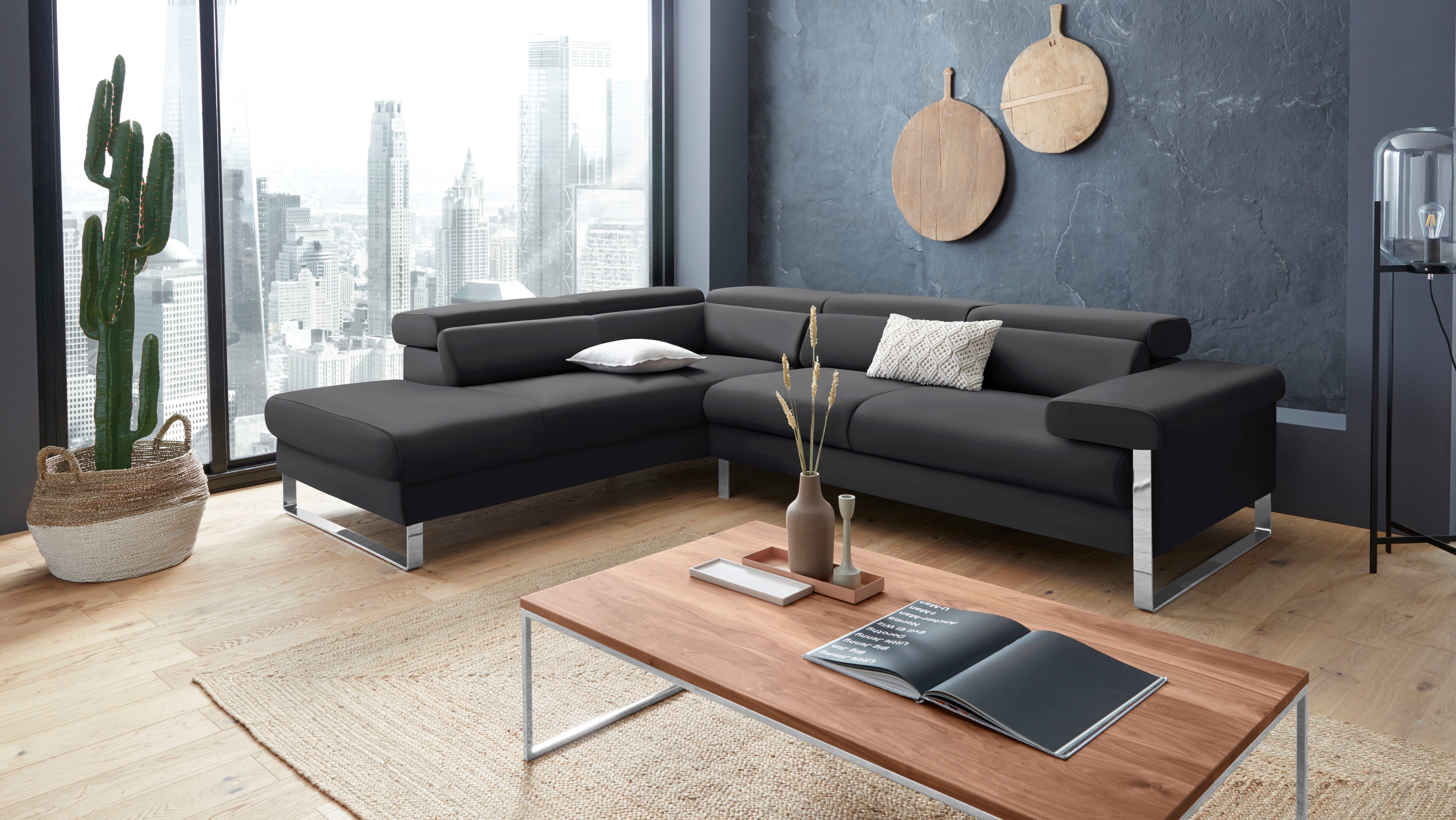 W.SCHILLIG Ecksofa finn, toller Sitzkomfort, L-Form, hochwertige Verarbeitungsdetails, German Design Award 2016, Fußgestell Chrom glänzend, Breite 281 cm
