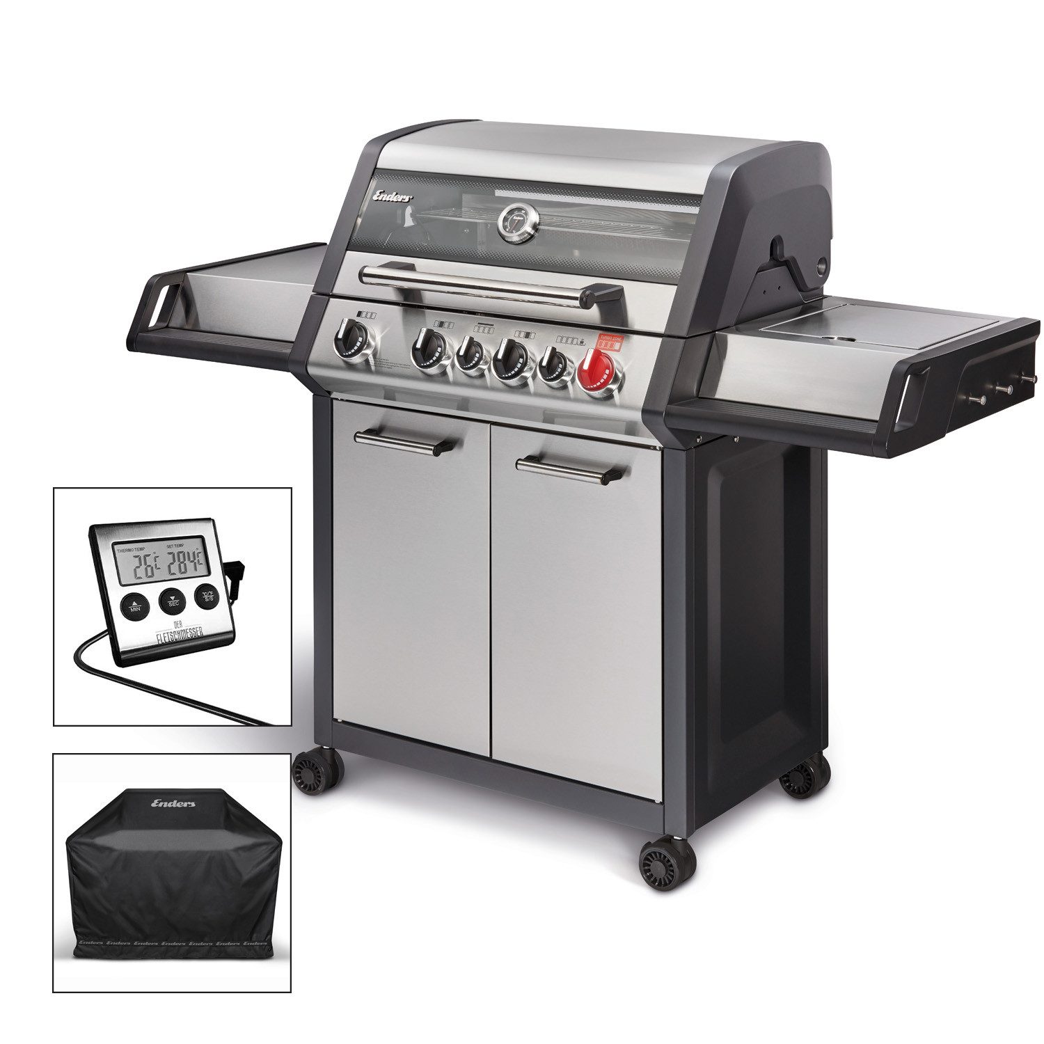 Enders® Gasgrill Monroe Pro 4 SIK Turbo inkl. Wetterschutzhülle + Thermometer