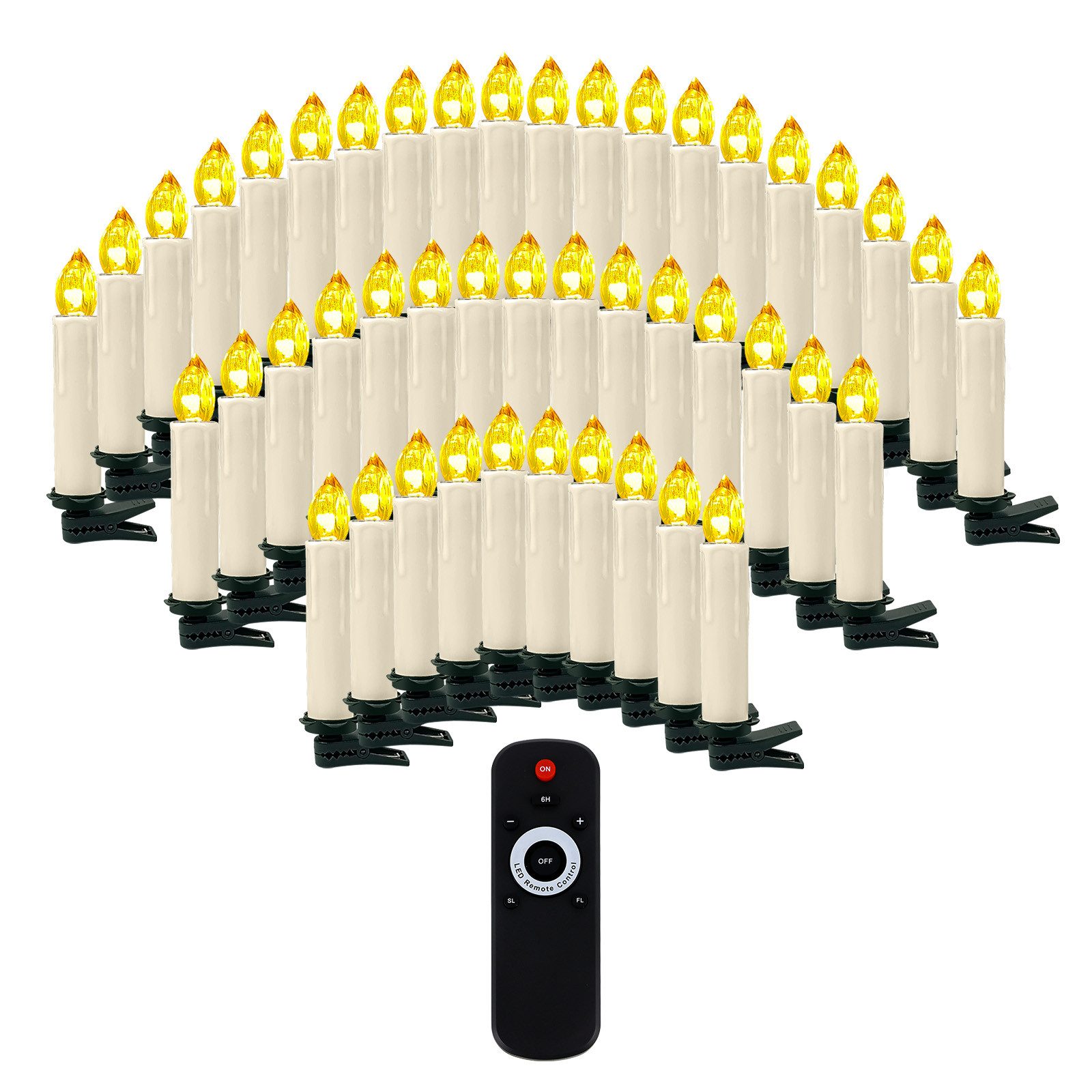 Gotoll LED-Christbaumkerzen CH010-50_B 10er/50er mit clip und Fernbedienung, Weihnachtskerzen kabellos Weihnachtsbaum Kerzen Weihnachtsbeleuchtung