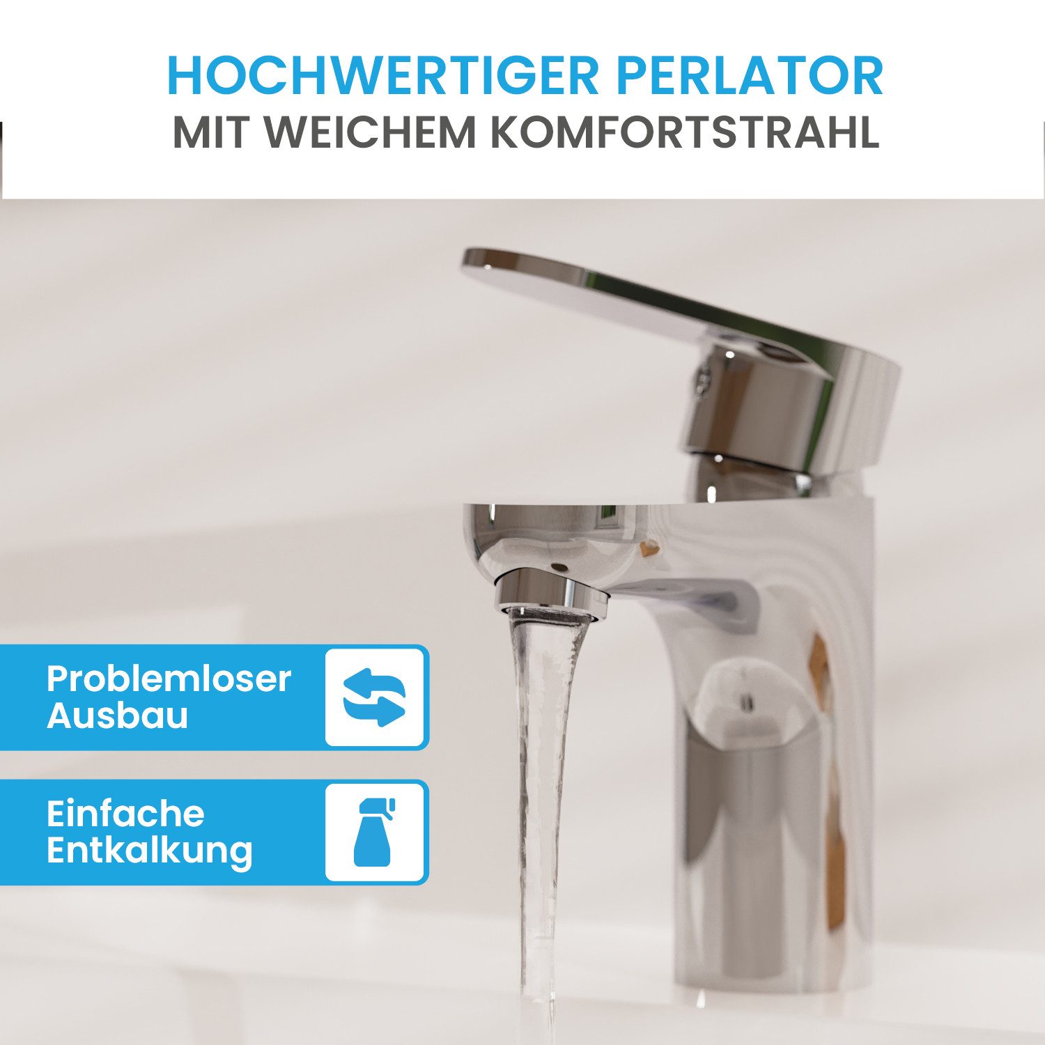 Bächlein Badarmatur Elegante Waschtischarmatur Keila (Stilvolle Badarmatur) Minimalistisches Design - Langlebiger Wasserhahn