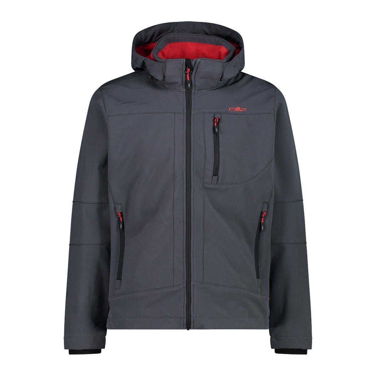 CMP Softshelljacke (winddicht, wasserabweisend) mit Kapuze titaniumgrau/rot günstig online kaufen