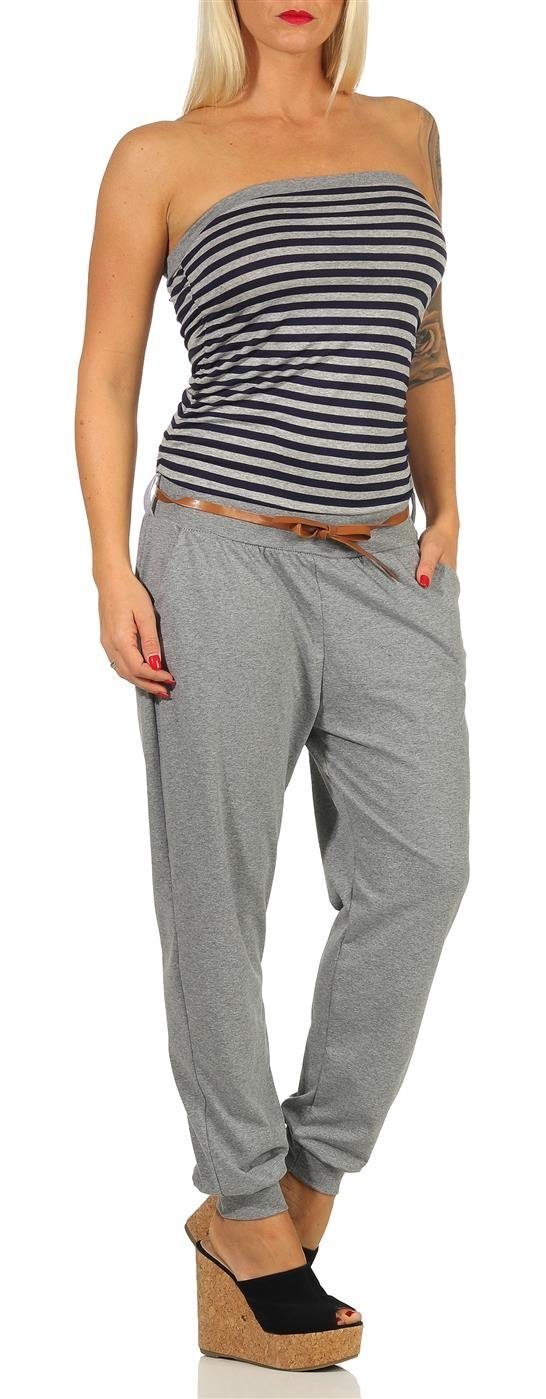 malito more than fashion Jumpsuit malito Damen Einteiler gestreift, Overall mit Gürtel, Jumpsuit im im Streifen-Look mit Gürtel Einheitsgröße – Bild 2 von 2