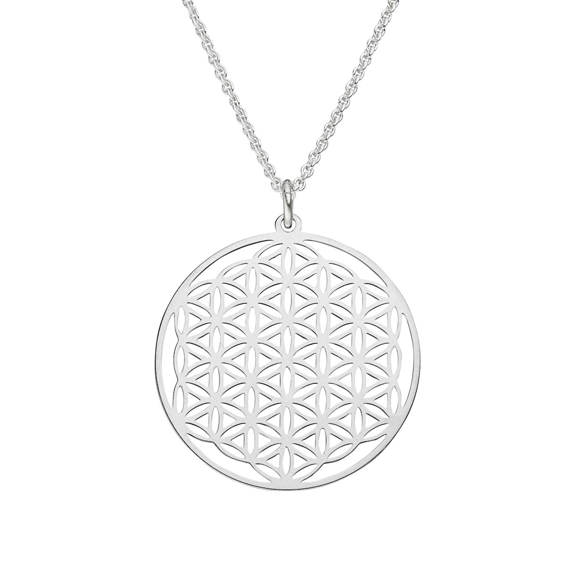 Kette mit Anhänger Halskette Lebensblume Anhänger 925 Silber ø 25 mm Modell 0.4