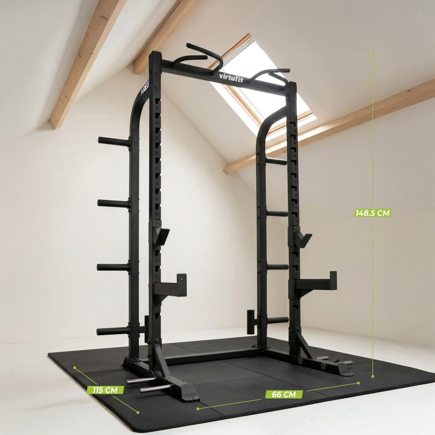 VirtuFit Power Rack VirtuFit HR100 Half Rack Squat Rack Kraftstation mit Klimmzugstange