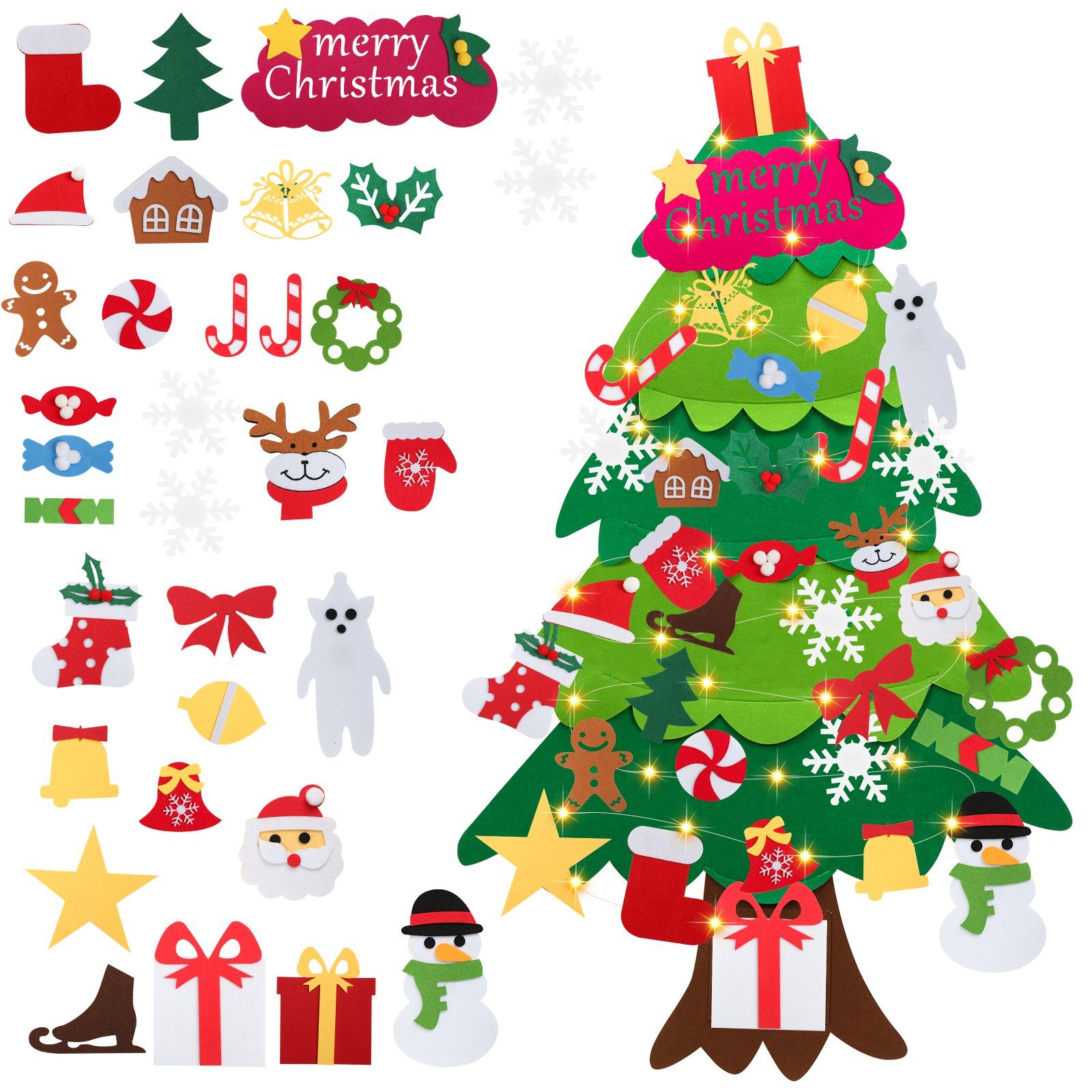 TolleTour Künstlicher Weihnachtsbaum Künstlicher Weihnachtsbaum 5m Filz Weihnachtsbaum mit Lichterkette DIY | Künstliche Weihnachtsbäume