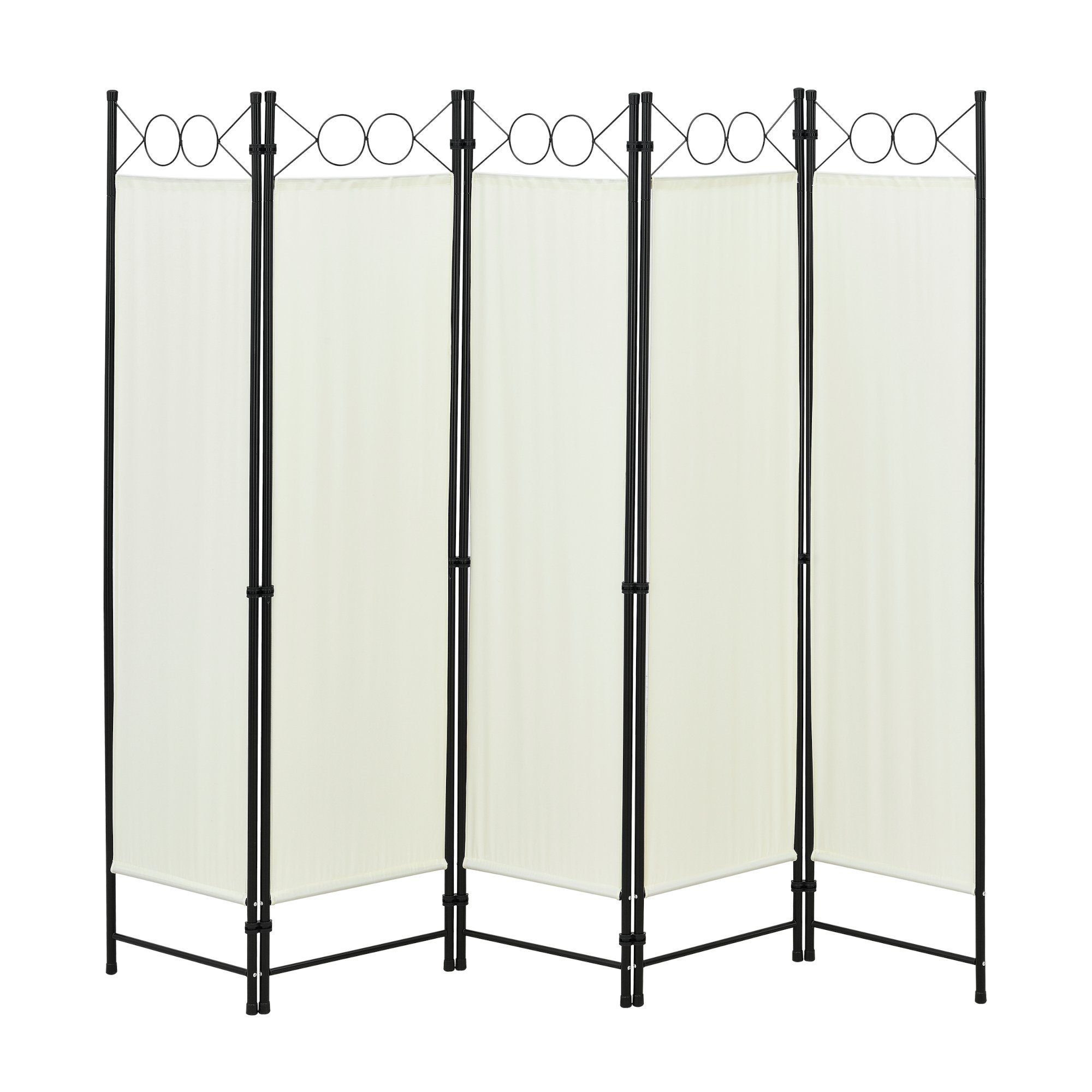 en.casa Paravent, »Saragossa« 5-tlg. Sichtschutz 171 x 200 cm Weiß günstig online kaufen