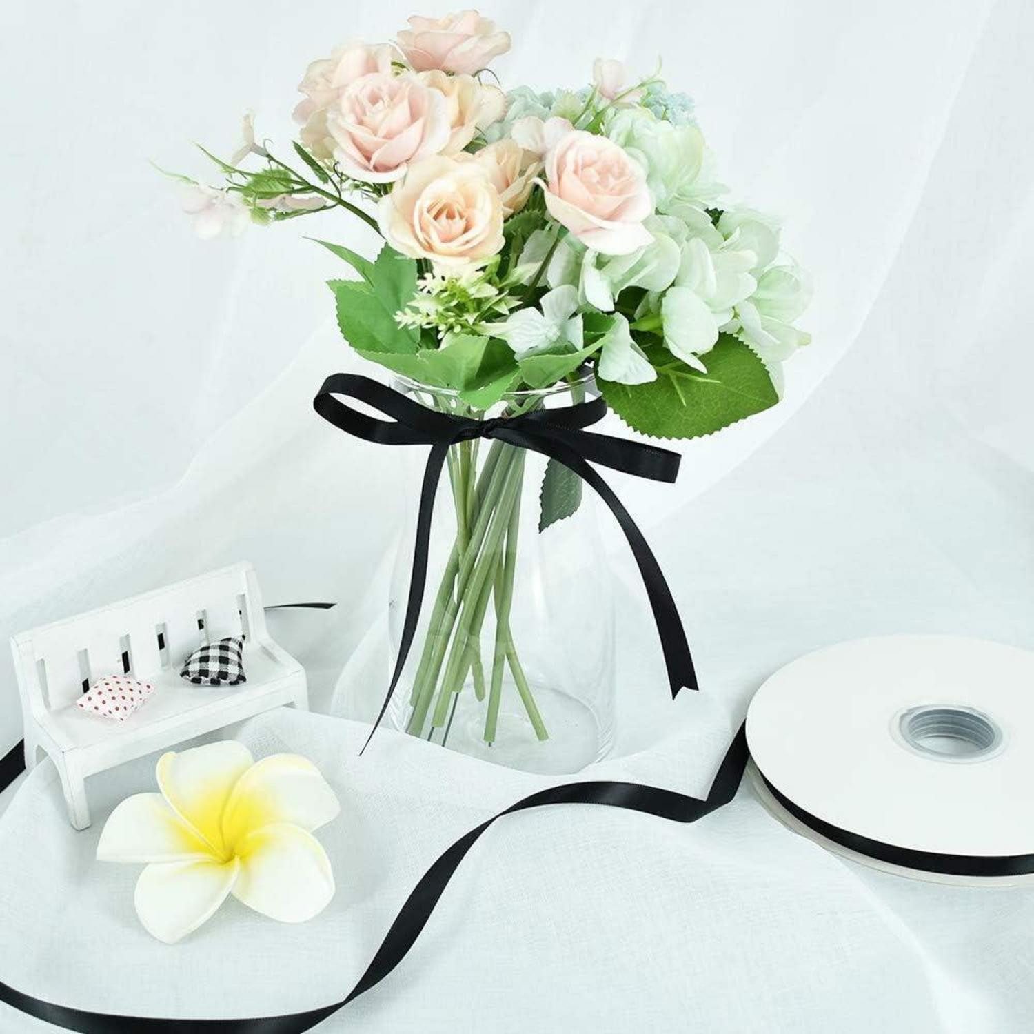 LuxusKollektion Geschenkpapier Satinband schwarz 10mm 91m Geschenkband 3/8 in x 100 yds Black