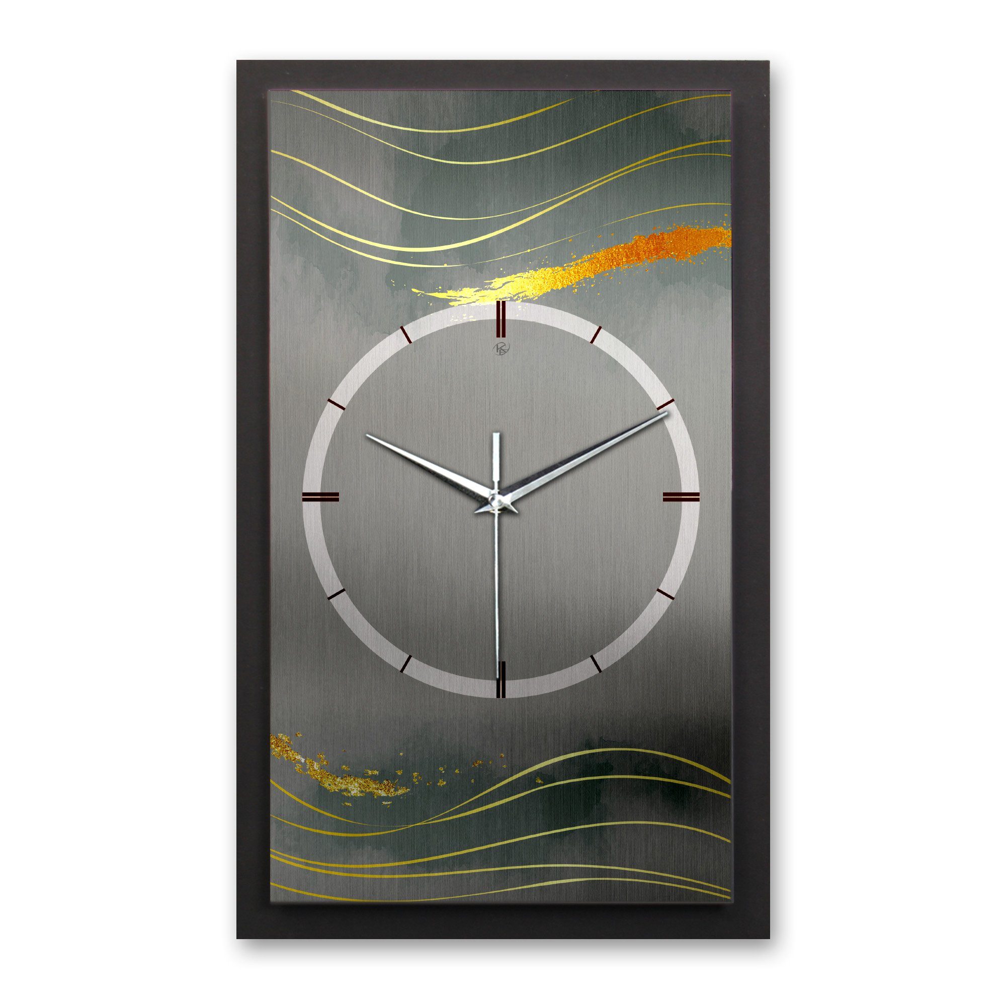 Wanduhr 3D Designer-Wanduhr Dark Grey & Waves