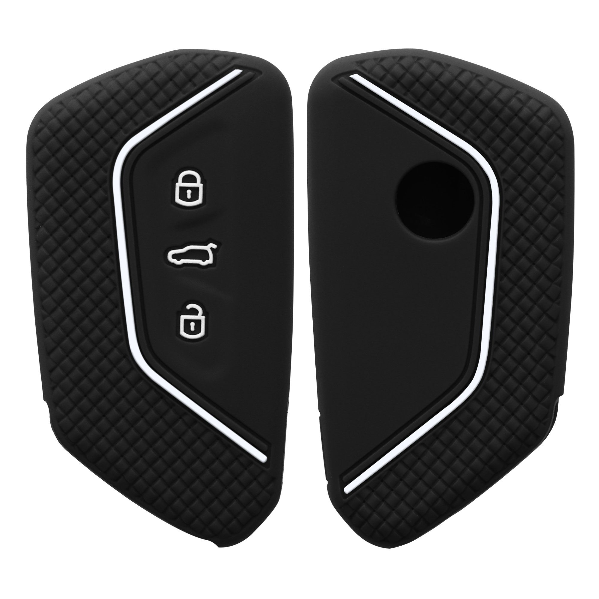 kwmobile Schlüsseltasche Autoschlüssel Silikon für Hülle Schlüsselhülle Hochglanz Cover Case VW Schwarz Schlüssel Golf 8