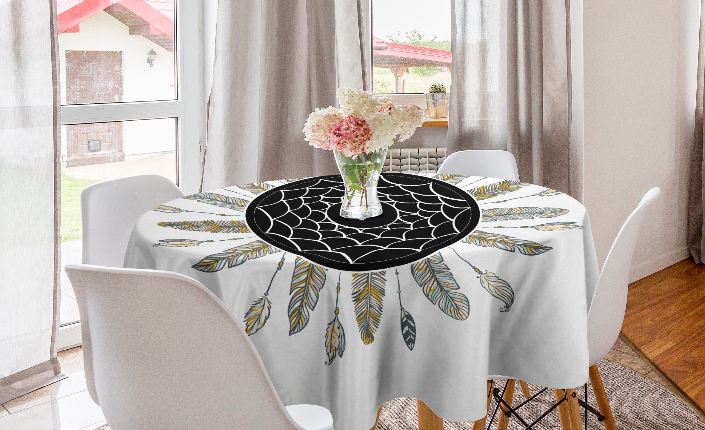 Abakuhaus Tischdecke Kreis Tischdecke Dekoration, einem Traumfänger Esszimmer Herzen für mit Küche Abdeckung Mandala