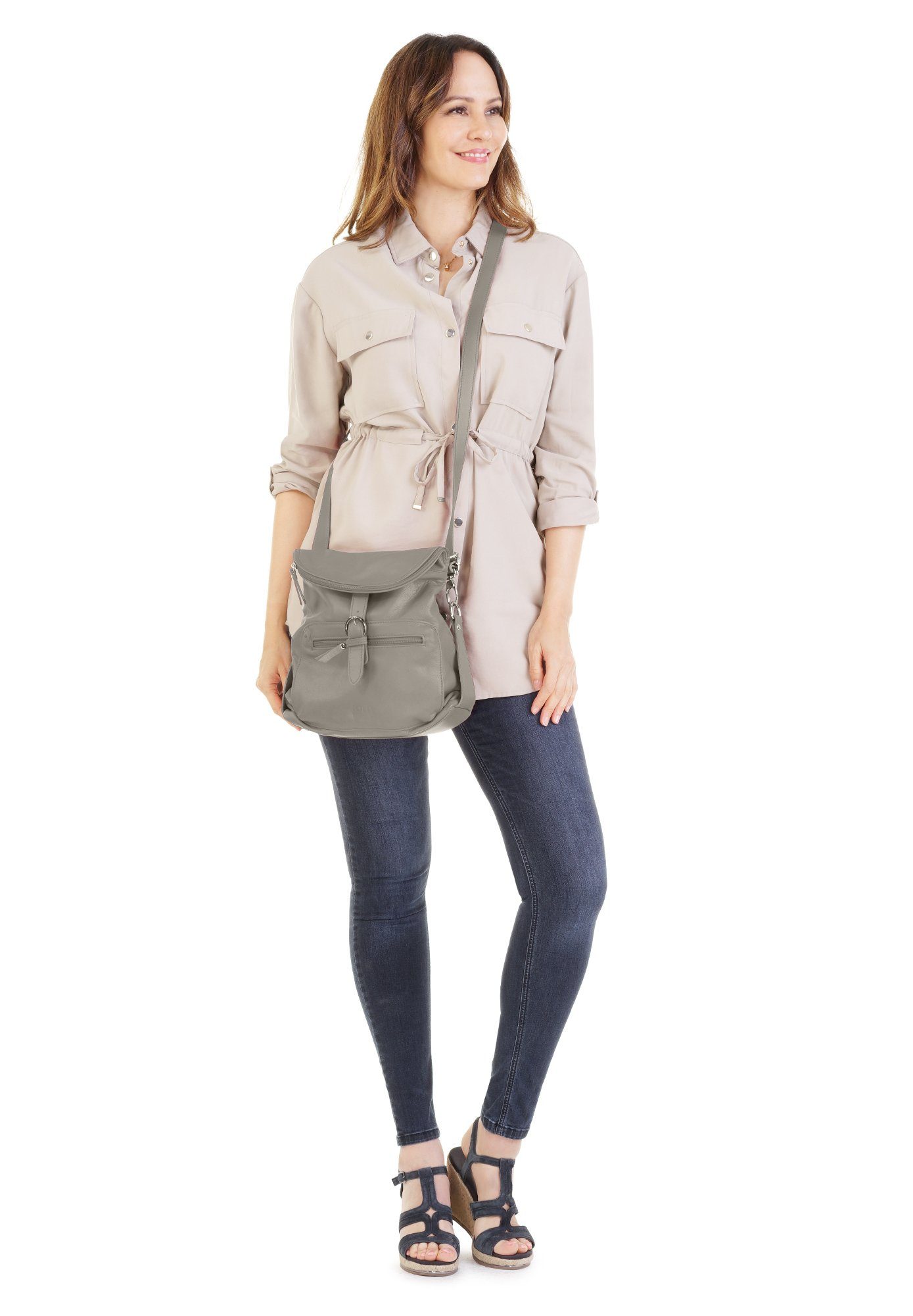 forty° Cityrucksack FORTY° Damen echt Leder, Made in Italy, echt Leder, Made in Italy – Bild 3 von 5