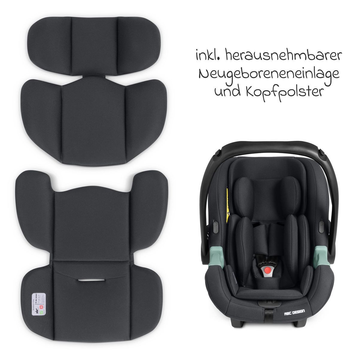 ABC Design Babyschale Tulip i-Size - Black, Baby Autositz Gruppe 0+ - ab Geburt - 15 Monate (45 cm - 85 cm)