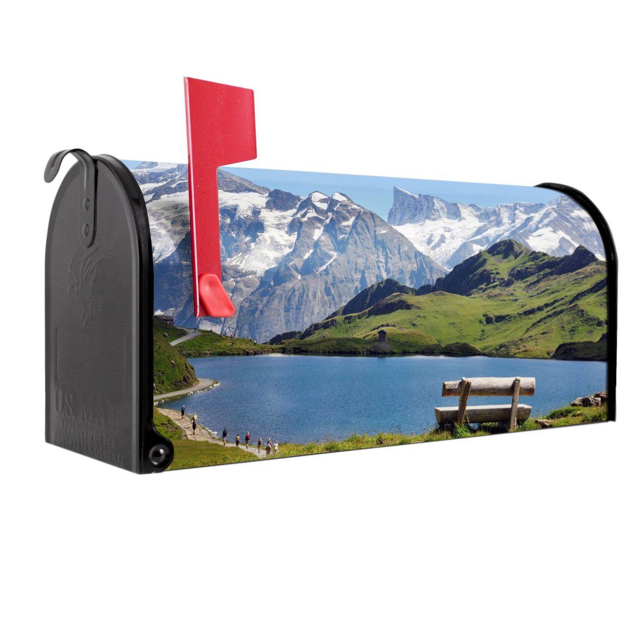 banjado Amerikanischer Briefkasten Mailbox Alpen (Amerikanischer Briefkasten, original aus Mississippi USA), 22 x 17 x 51 cm schwarz