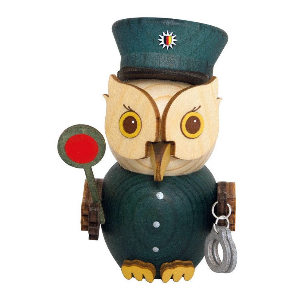 Kuhnert Dekofigur Mini-Eule als Polizist - aus Holz gefertigt - ca. 7 cm groß, entzückende Dekoration für jeden Raum - Made in Germany
