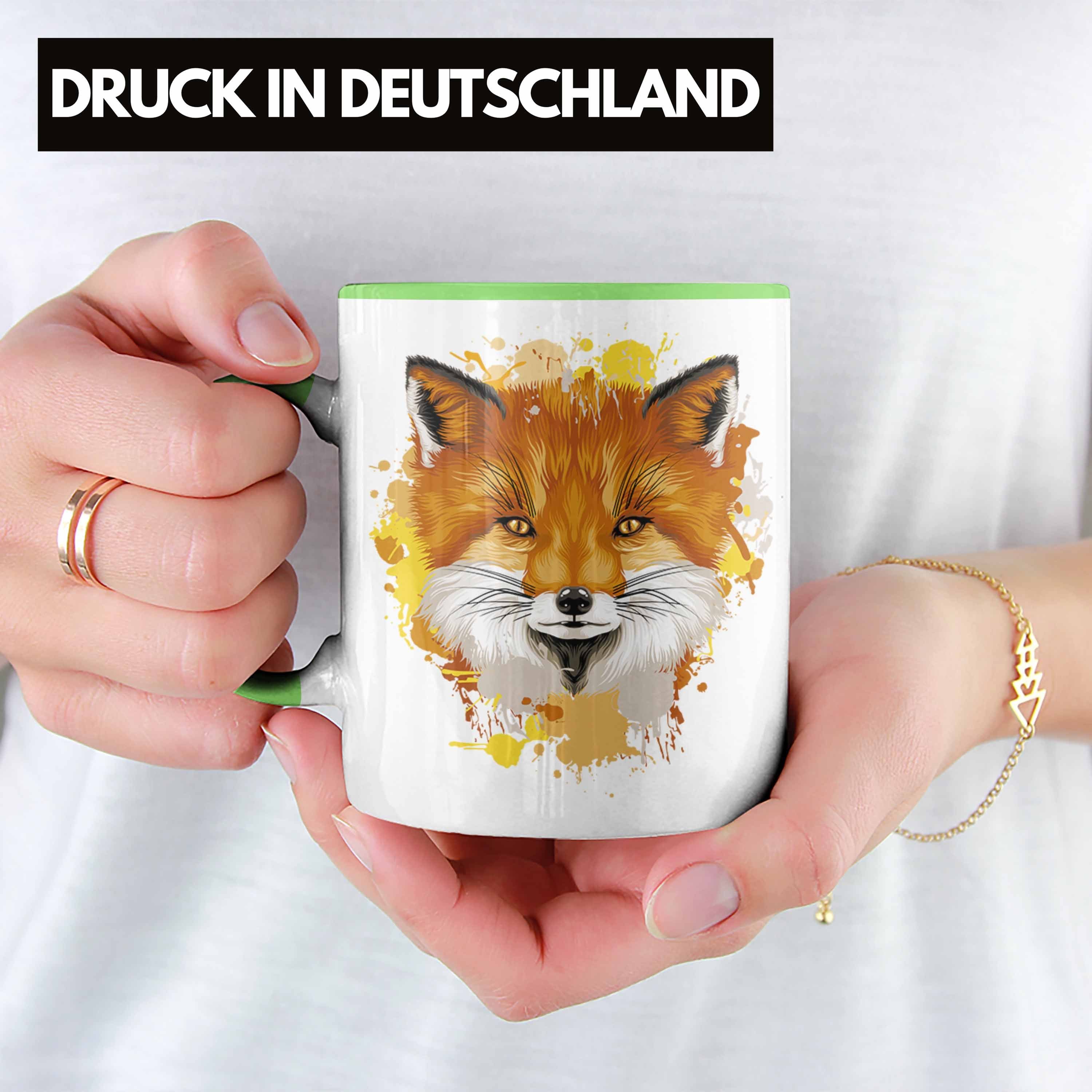 Fux Grafik Tasse Fuchs Grün Tiere Trendation Geschenk