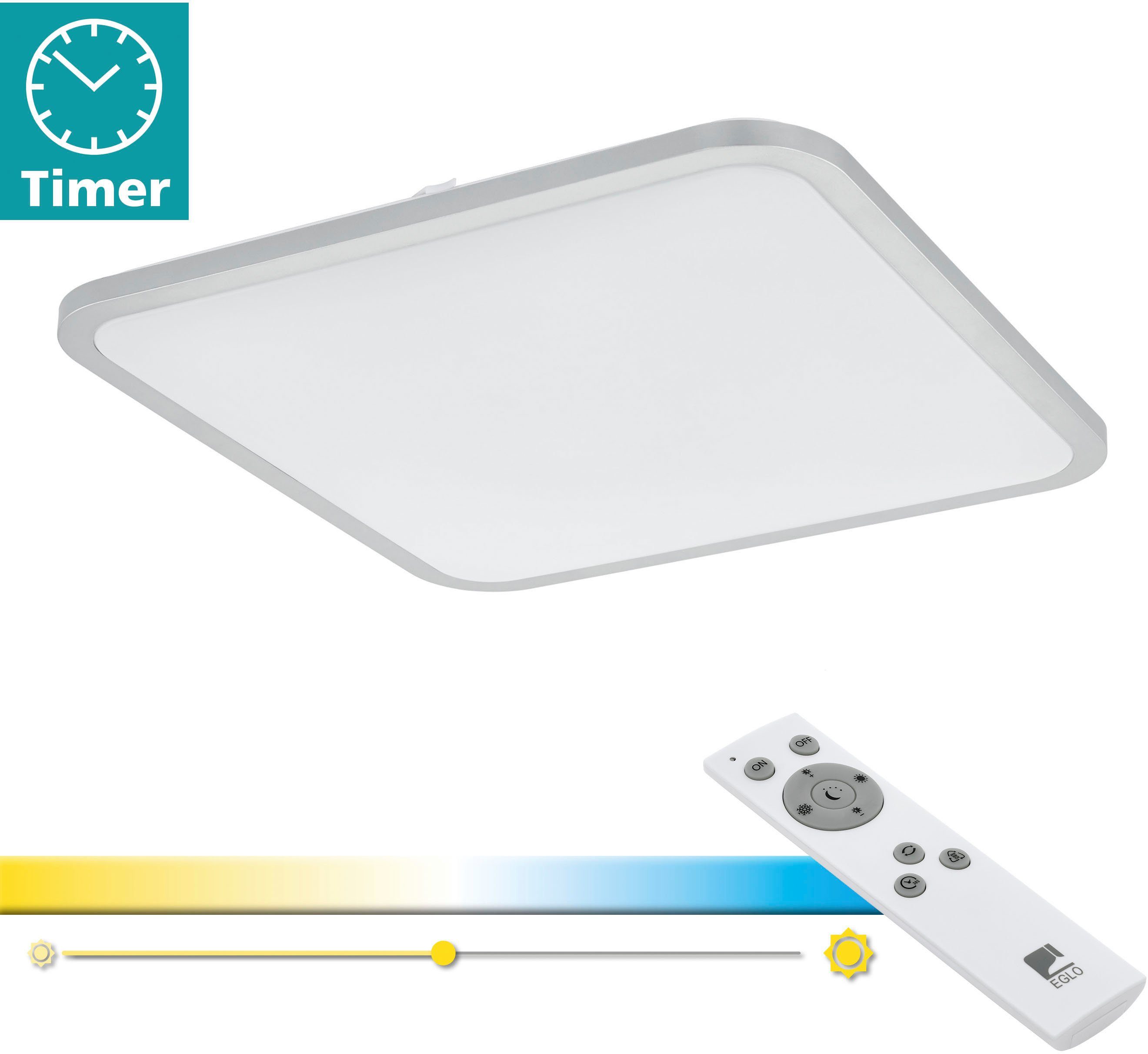 EGLO Deckenleuchte COGOLETO, LED fest integriert, Extra-Warmweiß, Kaltweiß, Neutralweiß, Tageslichtweiß, Warmweiß, Deckenlampe, Fernbedienung, Farbtemperaturwechsel, Nachtlicht, dimmbar