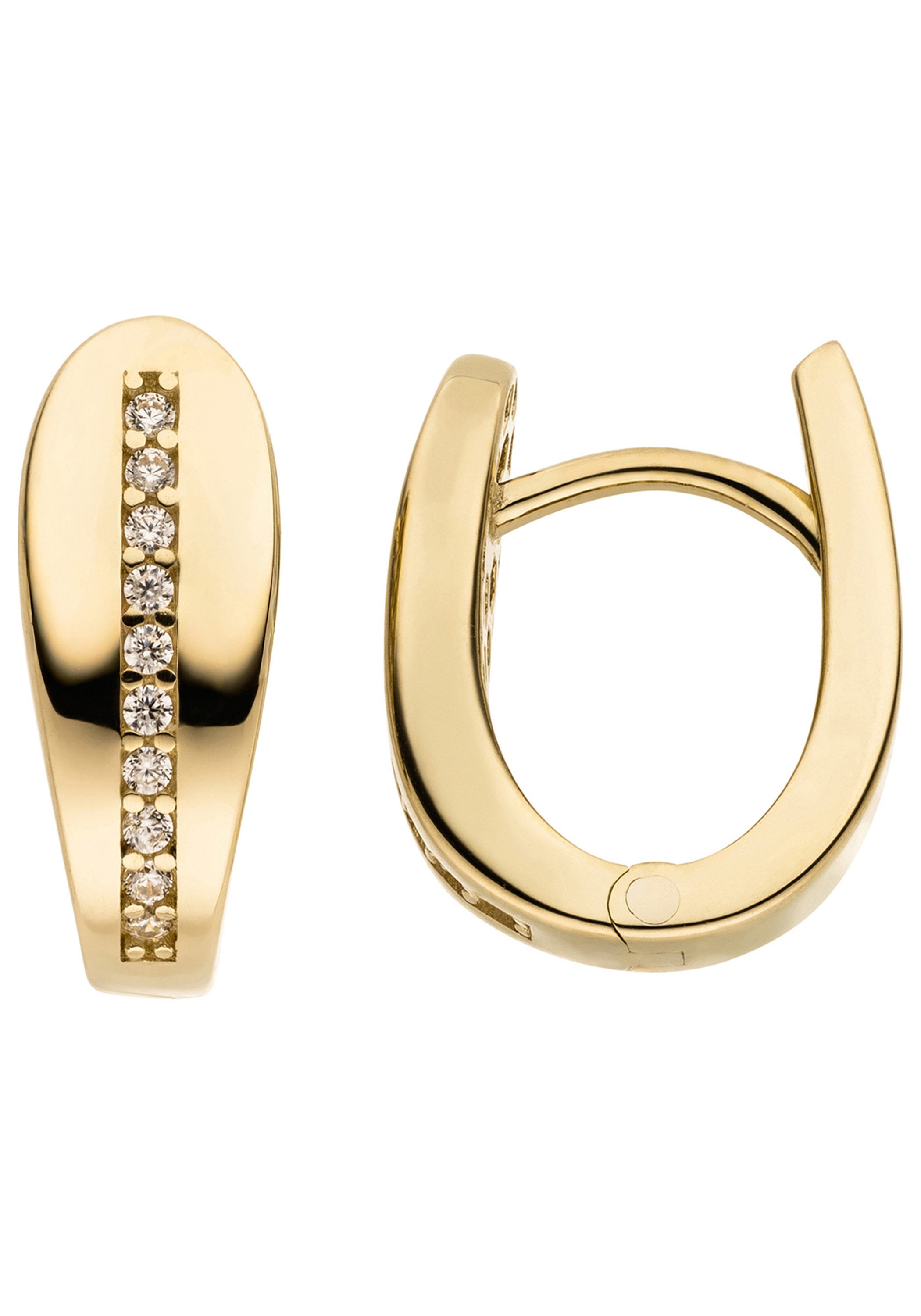 JOBO Paar Creolen Ohrringe 13 mm, 8 Karat 333 Gold mit 20 Zirkonia