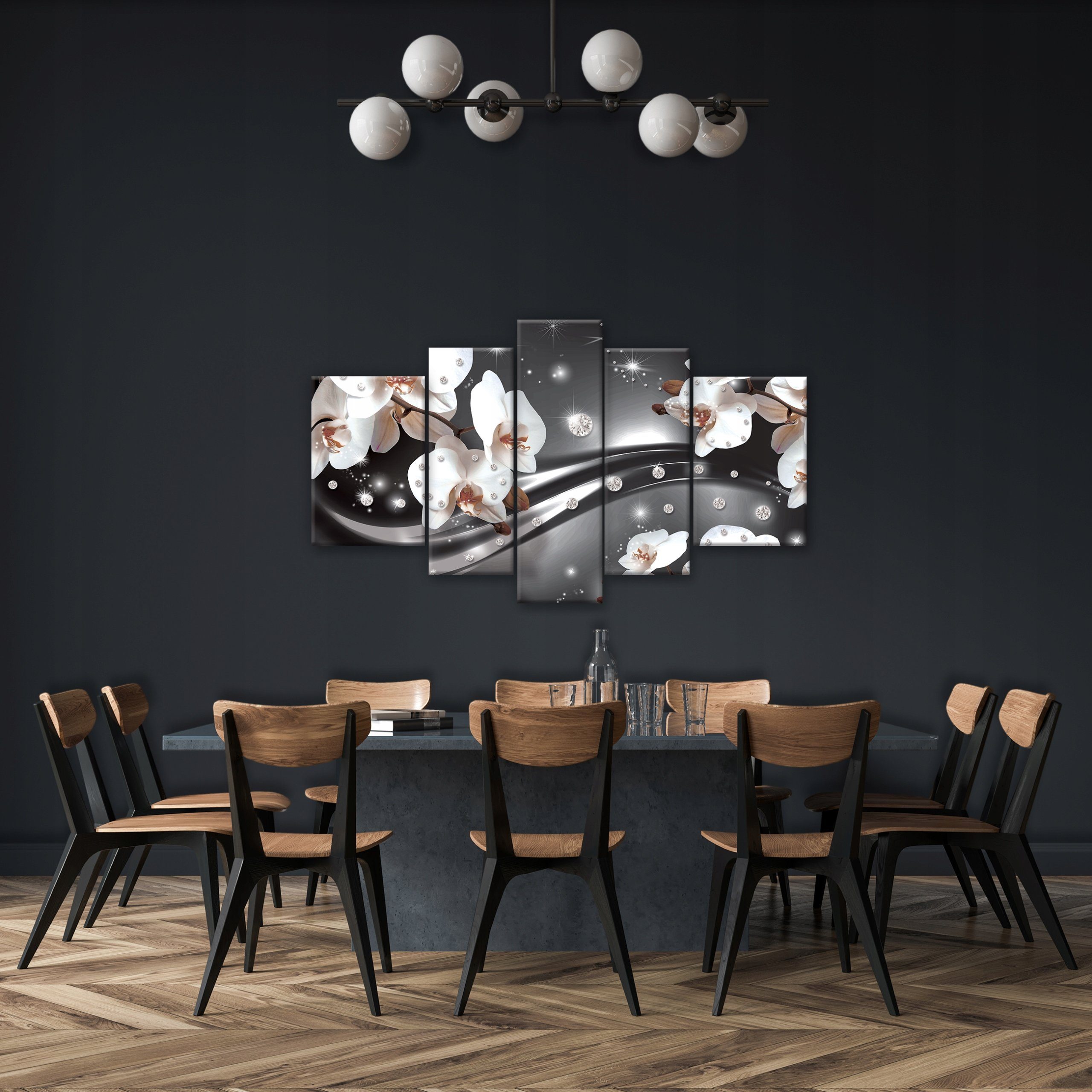 Wallarena Leinwandbild Blumen Abstrakt Grau Set Wandbilder 170x100 cm Groß günstig online kaufen