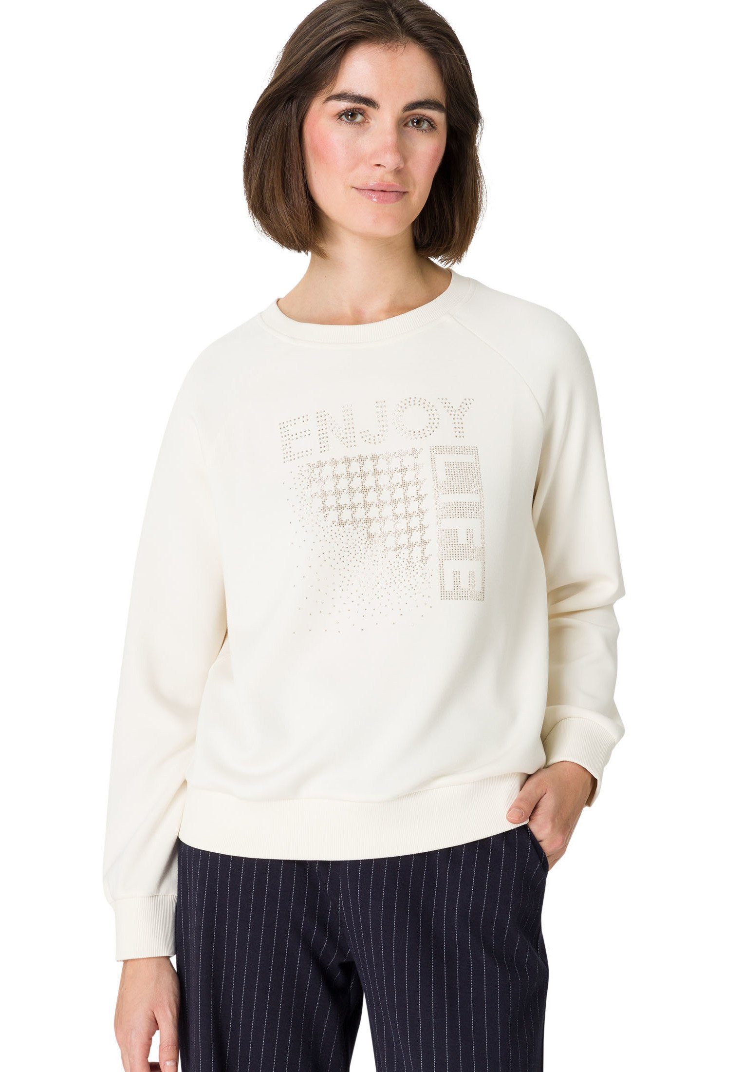 mit CreamCream Zero Detail weiteres Sweatshirt (1-tlg) Patch Glitzerprint