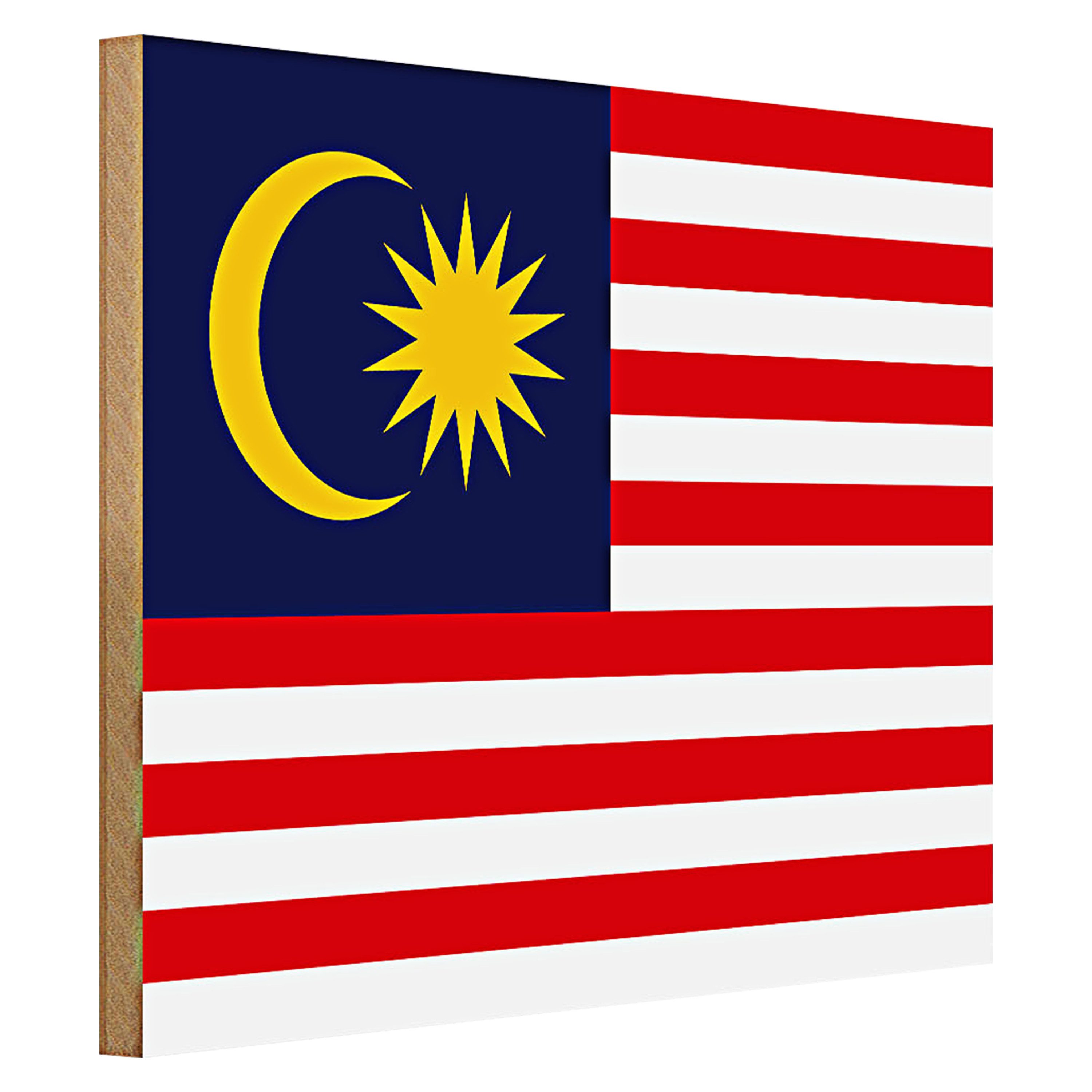 Roomando Holzbild Flagge Malaysia 40x30cm Flag of Malaysia