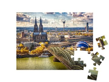 puzzleYOU Puzzle Luftbildaufnahme von Köln, Deutschland, 48 Puzzleteile, puzzleYOU-Kollektionen Köln, Städte, Brücken, 500 Teile, 2000 Teile