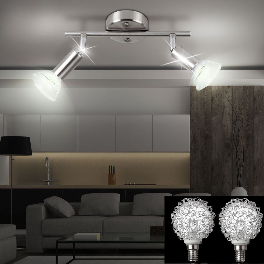 etc-shop LED Deckenspot, Leuchtmittel inklusive, Warmweiß, Decken Strahler Wohn Zimmer Wand Lampe silber Spots beweglich im Set-