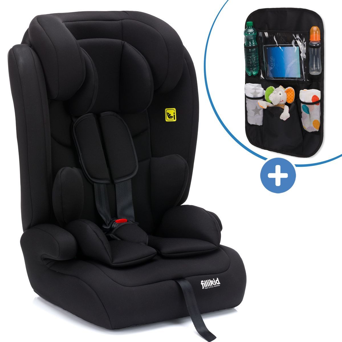 Fillikid Autokindersitz Oli - Schwarz, Kinder Autositz 9 Monate-12 Jahre (76 cm-150 cm) inkl. Autositz-Tasche