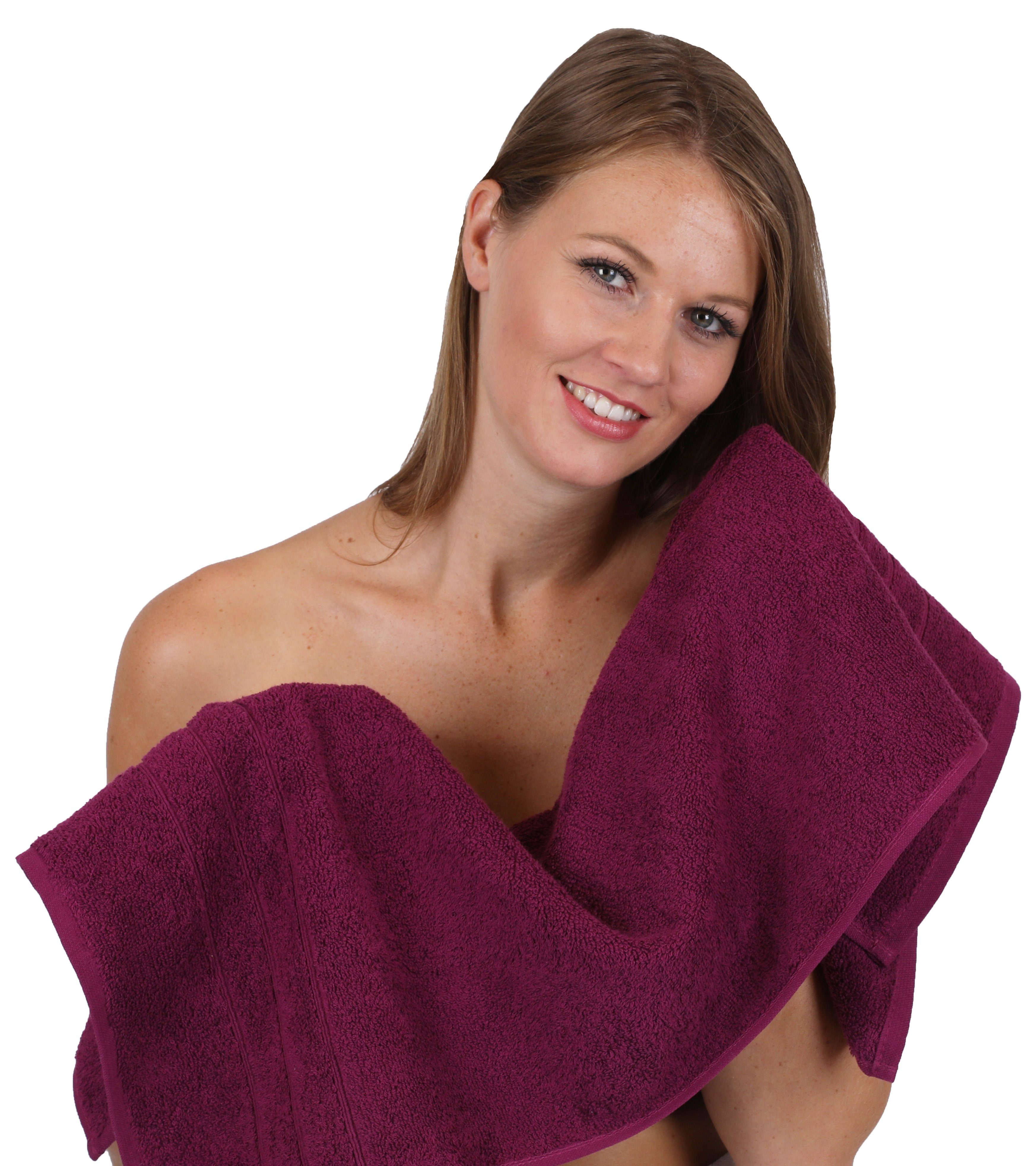 Betz Handtuch Set 8-TLG. Deluxe (8-tlg) Baumwolle, Farbe Duschtücher Handtücher Badetücher Baumwolle 2 Seiftücher und 100% schwarz, Pflaume 2 Handtuch-Set 2 100% 2