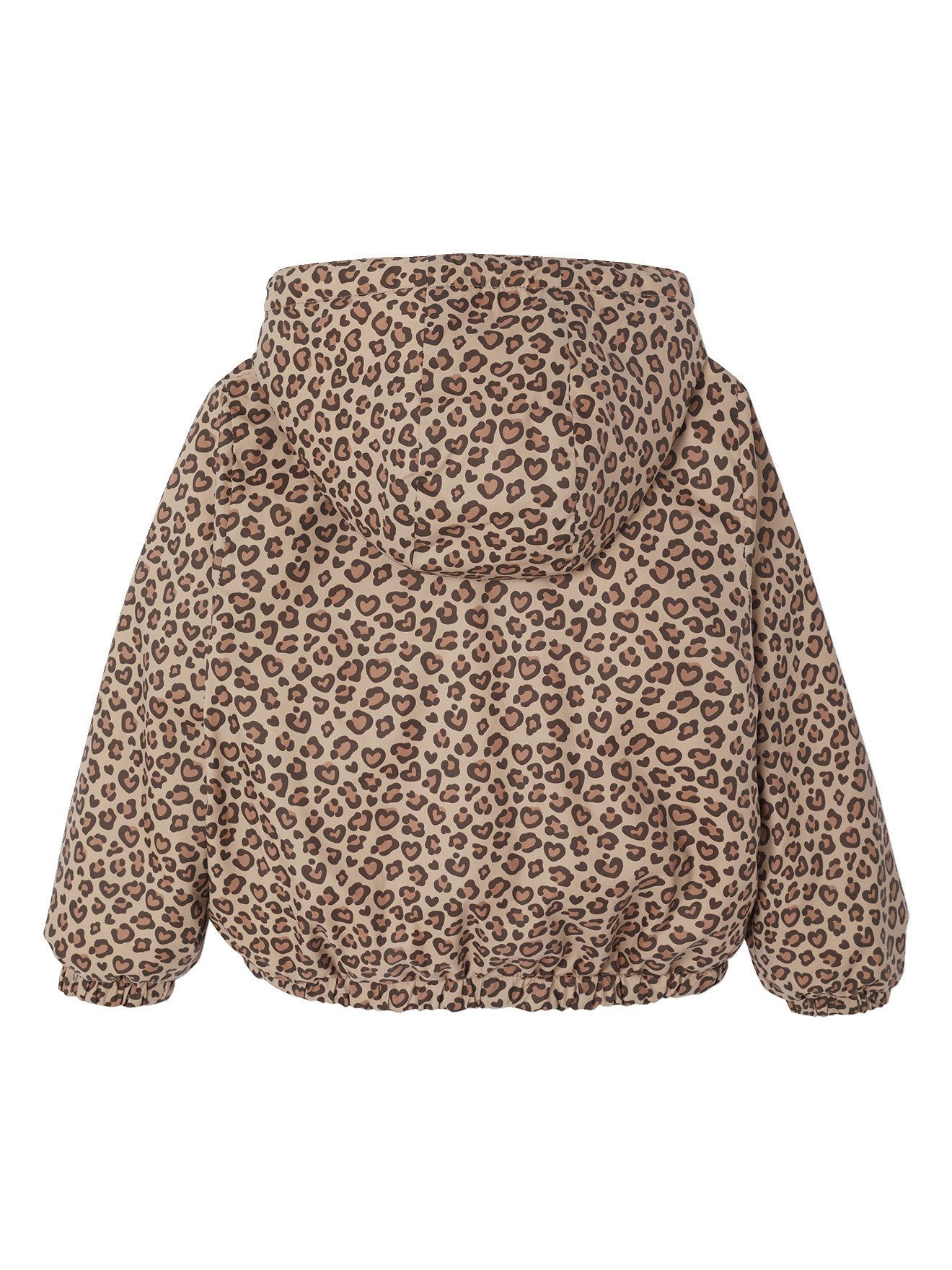 vertbaudet Regenjacke Mädchen Kapuzenjacke mit Leomuster und Teddyfleece wendbar