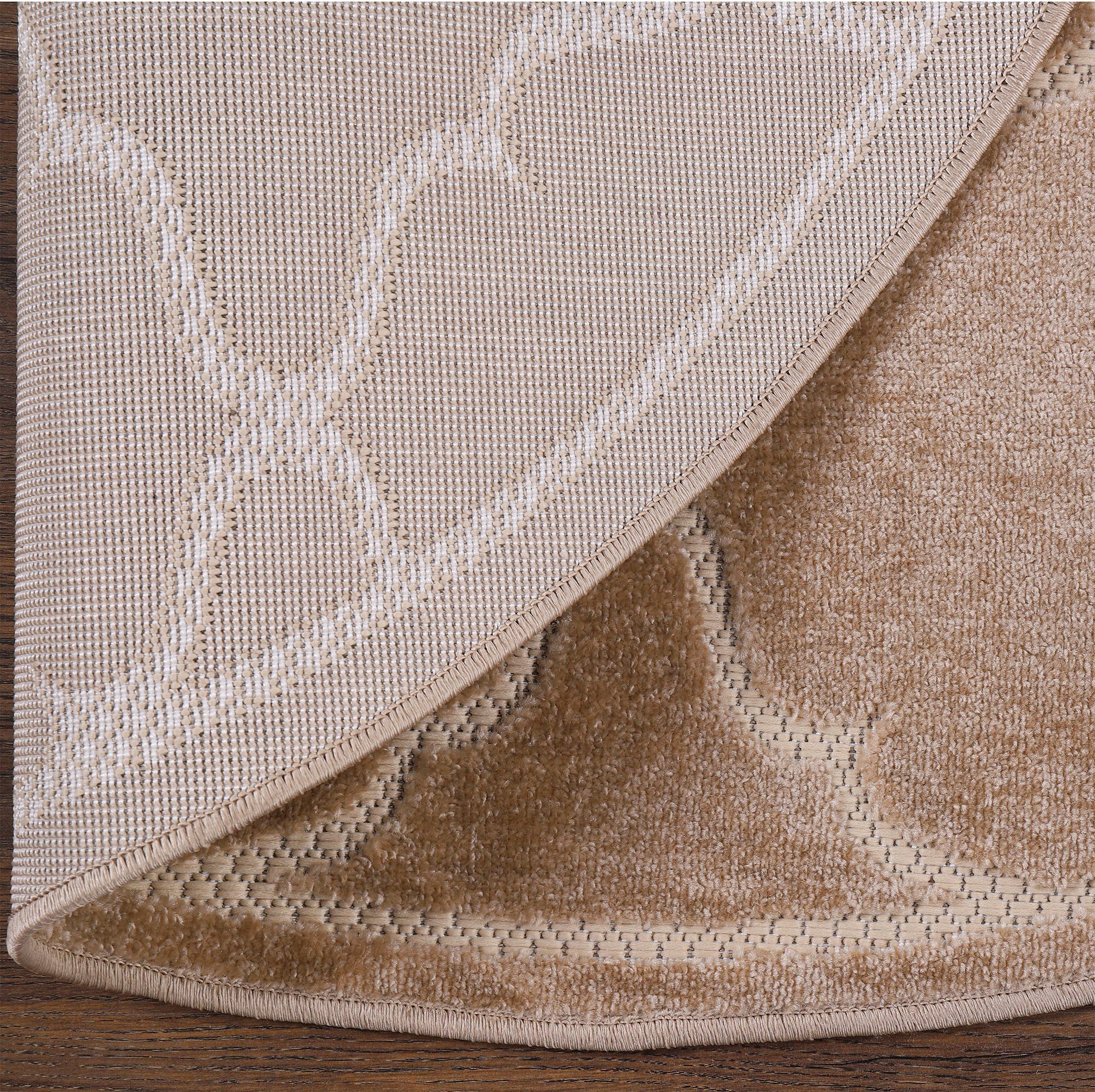 Teppich Sanat, beige robust geeignet, 6 mm, rund, Höhe: Outdoor Berlin, pflegeleicht -und und In